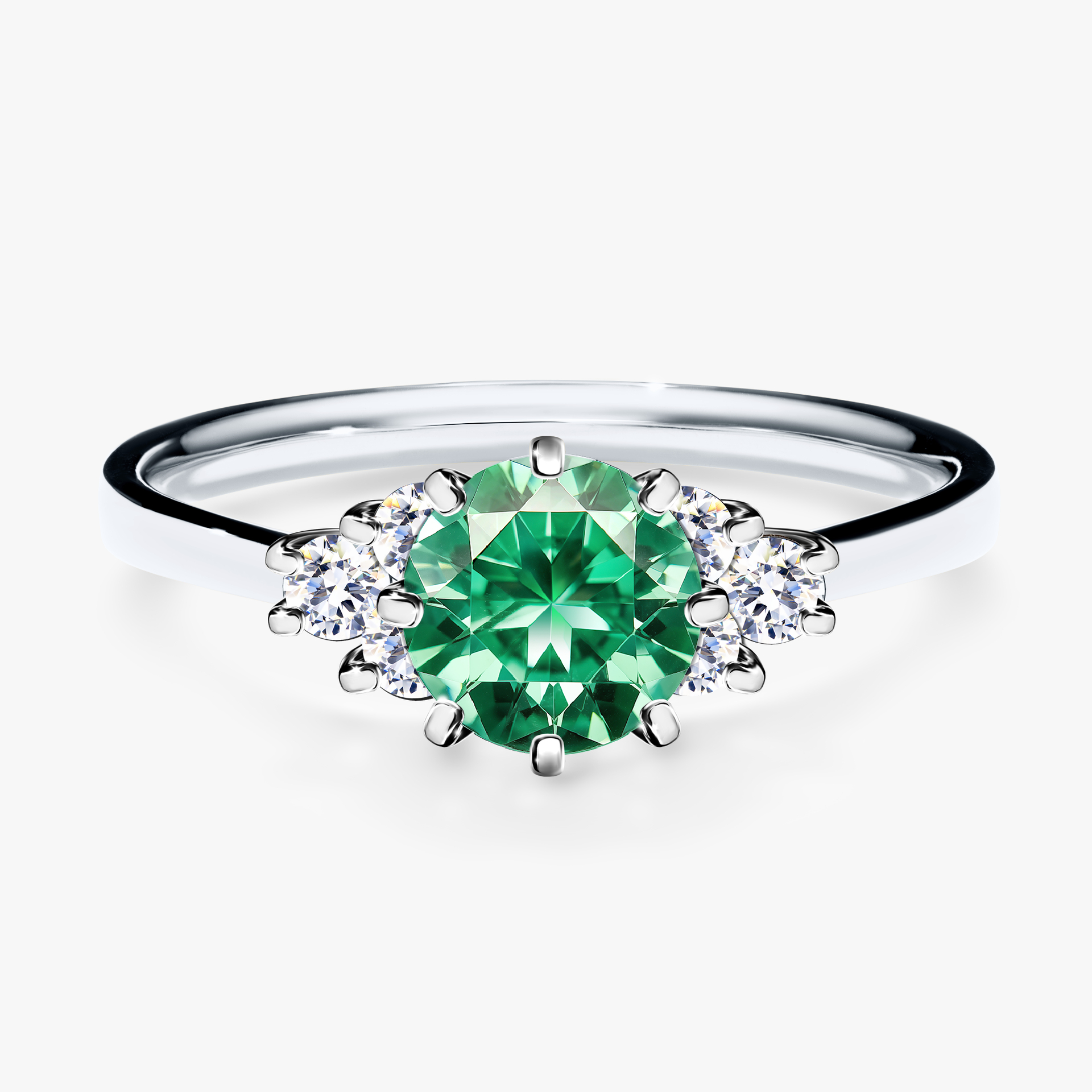 Pierścionek zaręczynowy My Lilly z białego złota ze szmaragdem 0,98ct