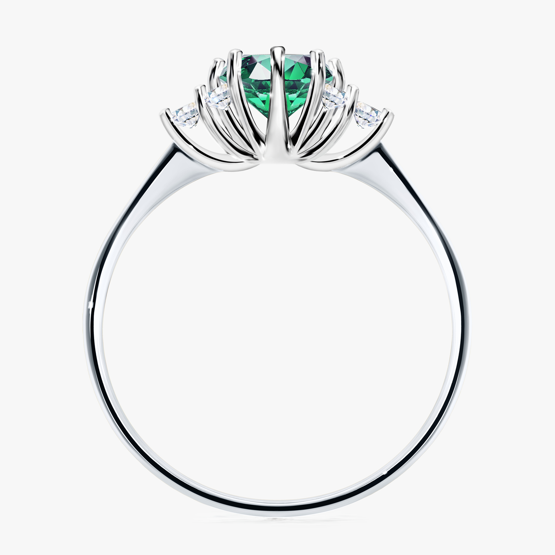 Pierścionek zaręczynowy My Lilly z białego złota ze szmaragdem 0,98ct