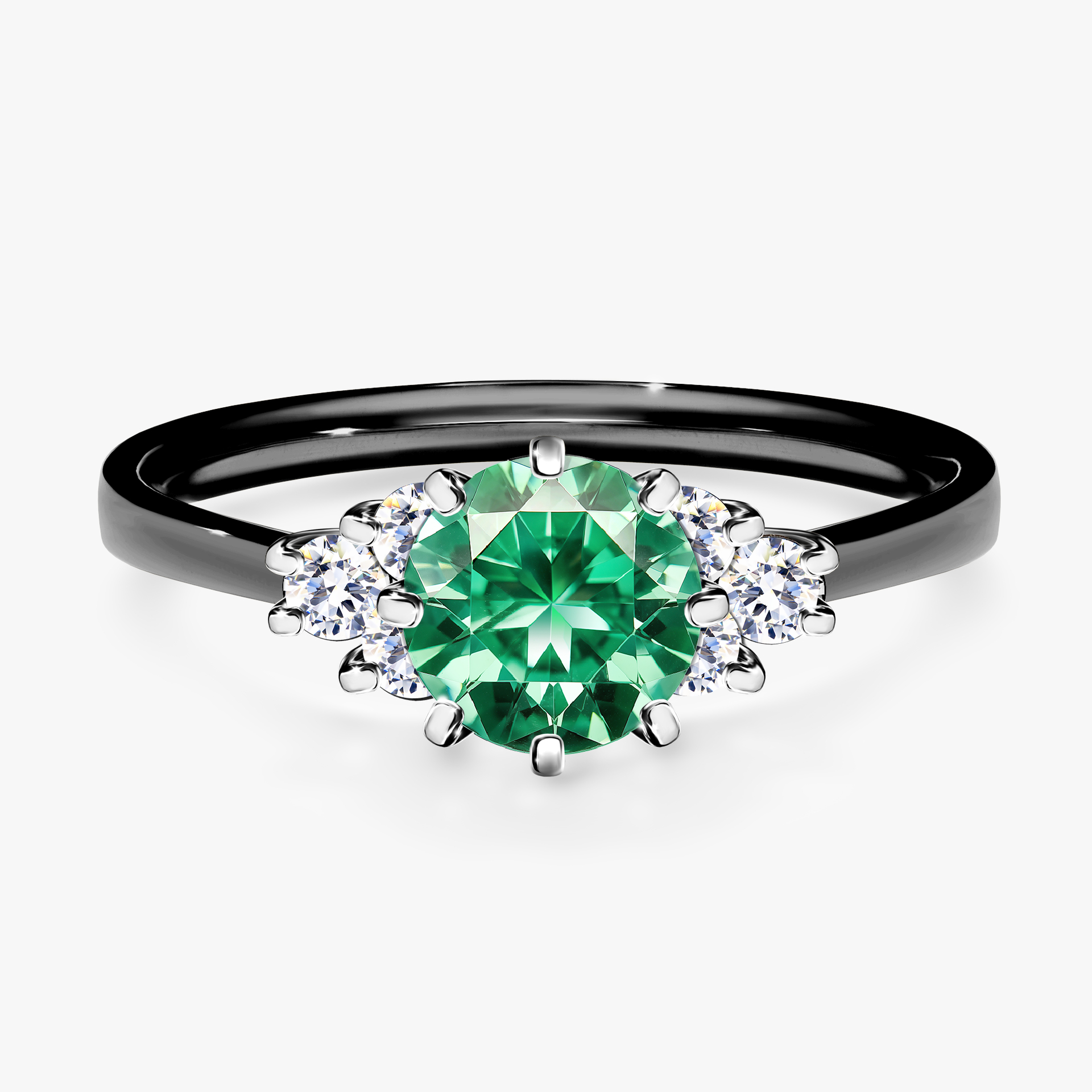Pierścionek zaręczynowy My Lilly z czarnego złota ze szmaragdem 0,98ct