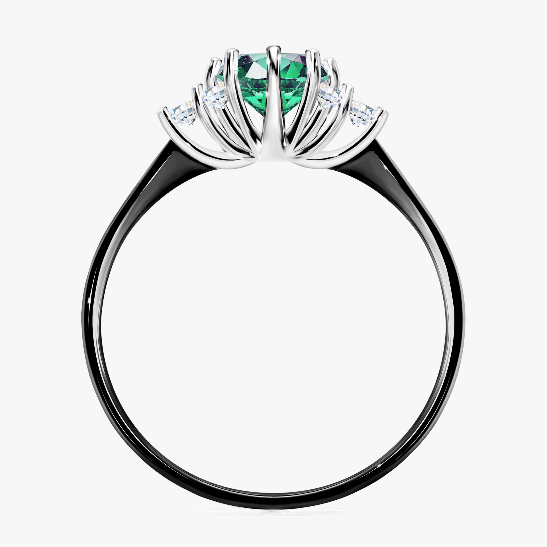 Pierścionek zaręczynowy My Lilly z czarnego złota ze szmaragdem 0,98ct
