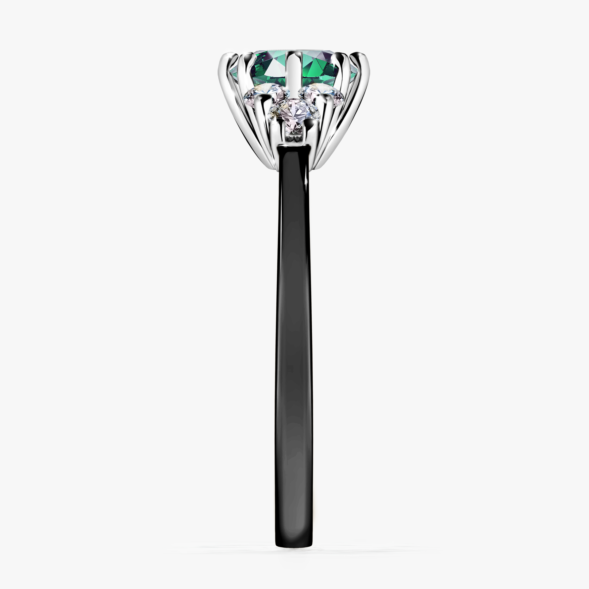 Pierścionek zaręczynowy My Lilly z czarnego złota ze szmaragdem 0,98ct