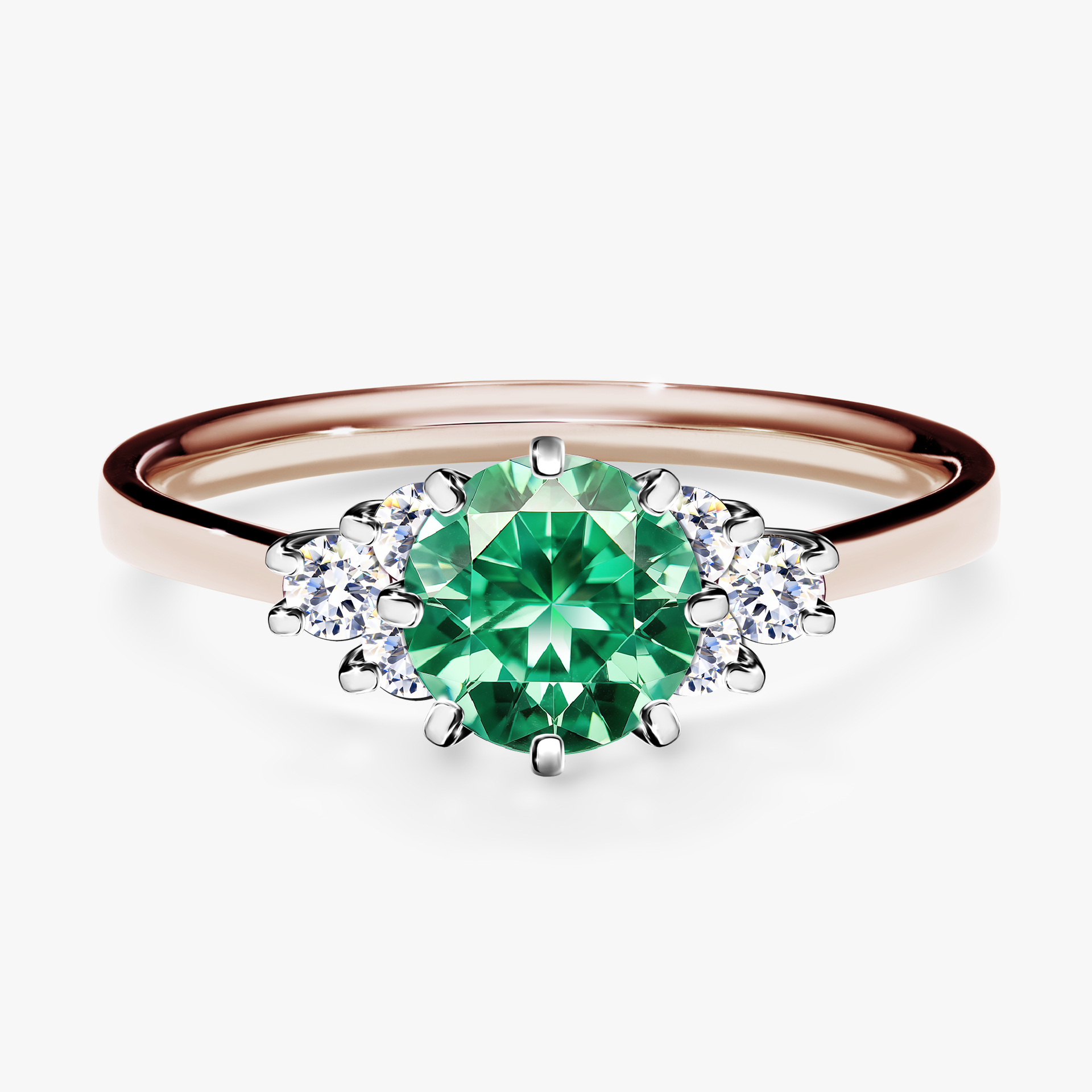 Pierścionek zaręczynowy My Lilly z różowego złota ze szmaragdem 0,98ct