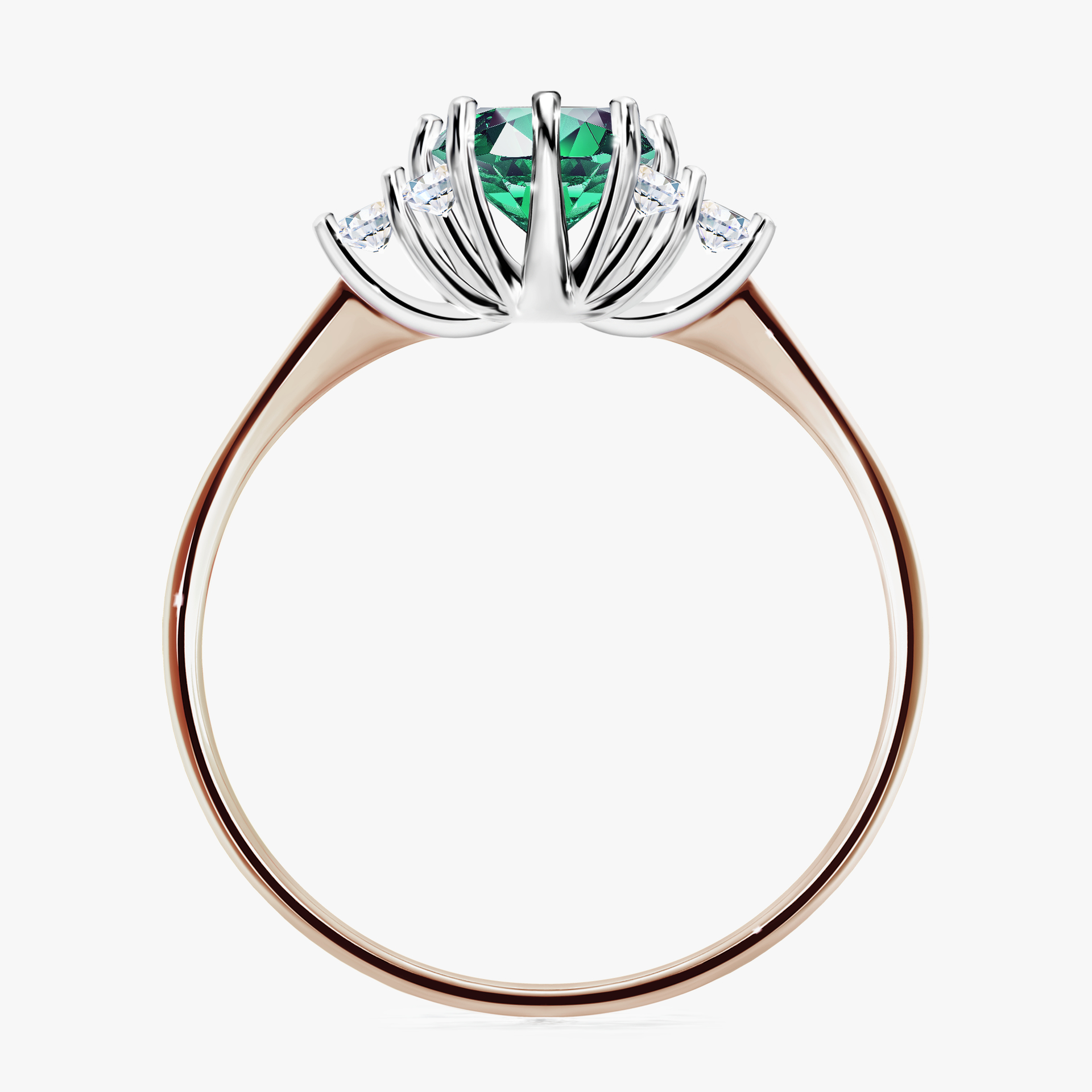 Pierścionek zaręczynowy My Lilly z różowego złota ze szmaragdem 0,98ct