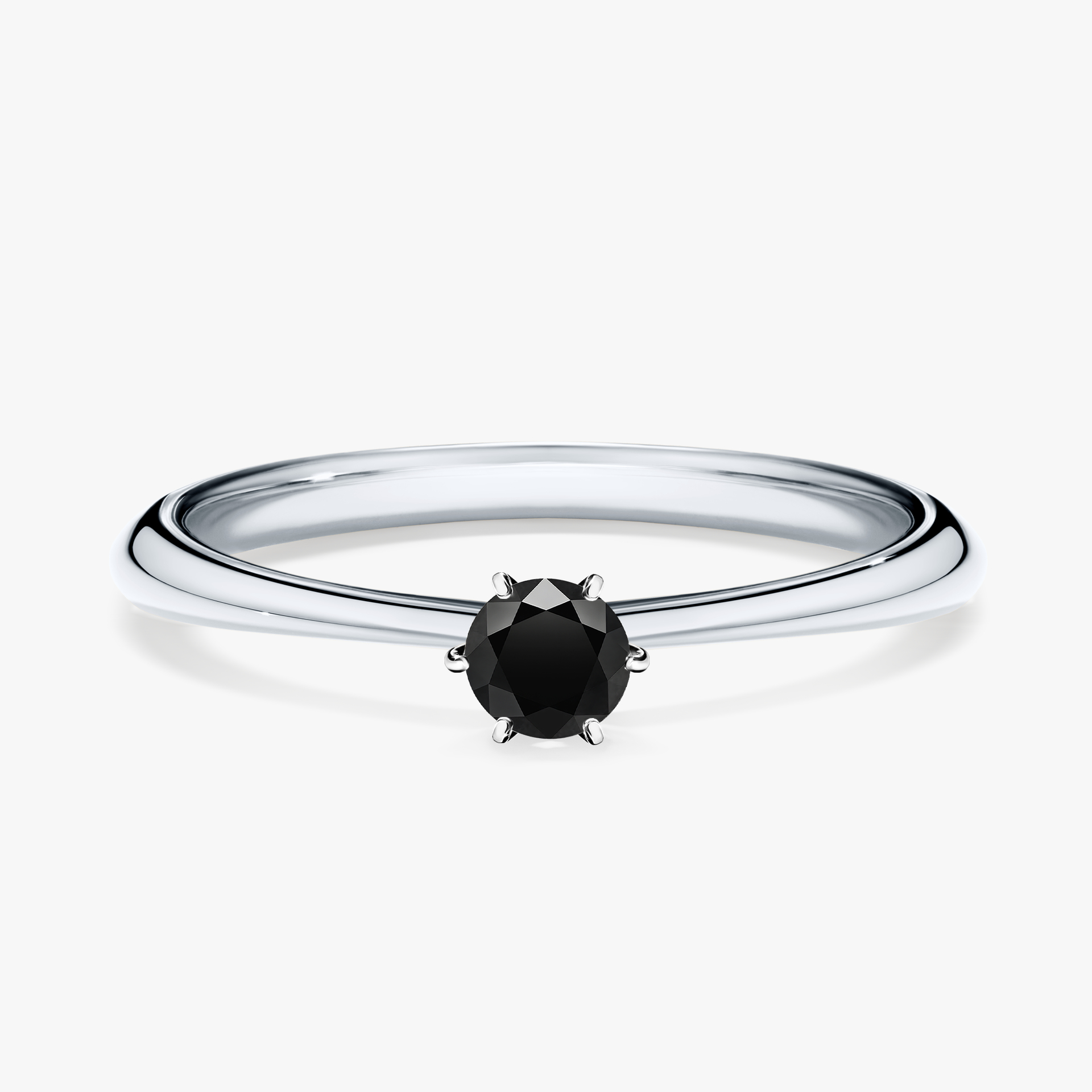 Pierścionek zaręczynowy My Love z białego złota z czarnym diamentem 0,17ct