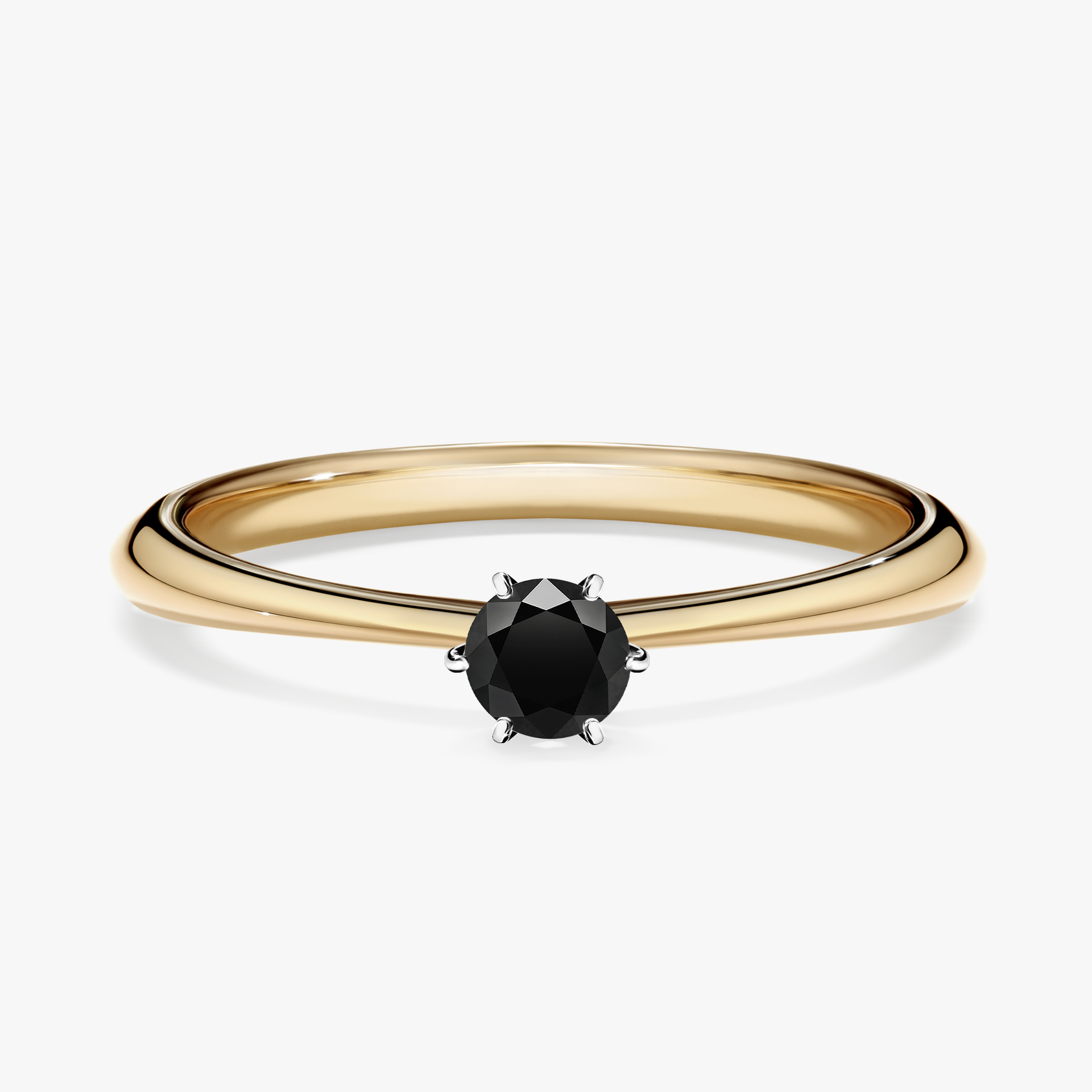 Pierścionek zaręczynowy My Love z żółtego złota z czarnym diamentem 0,17ct