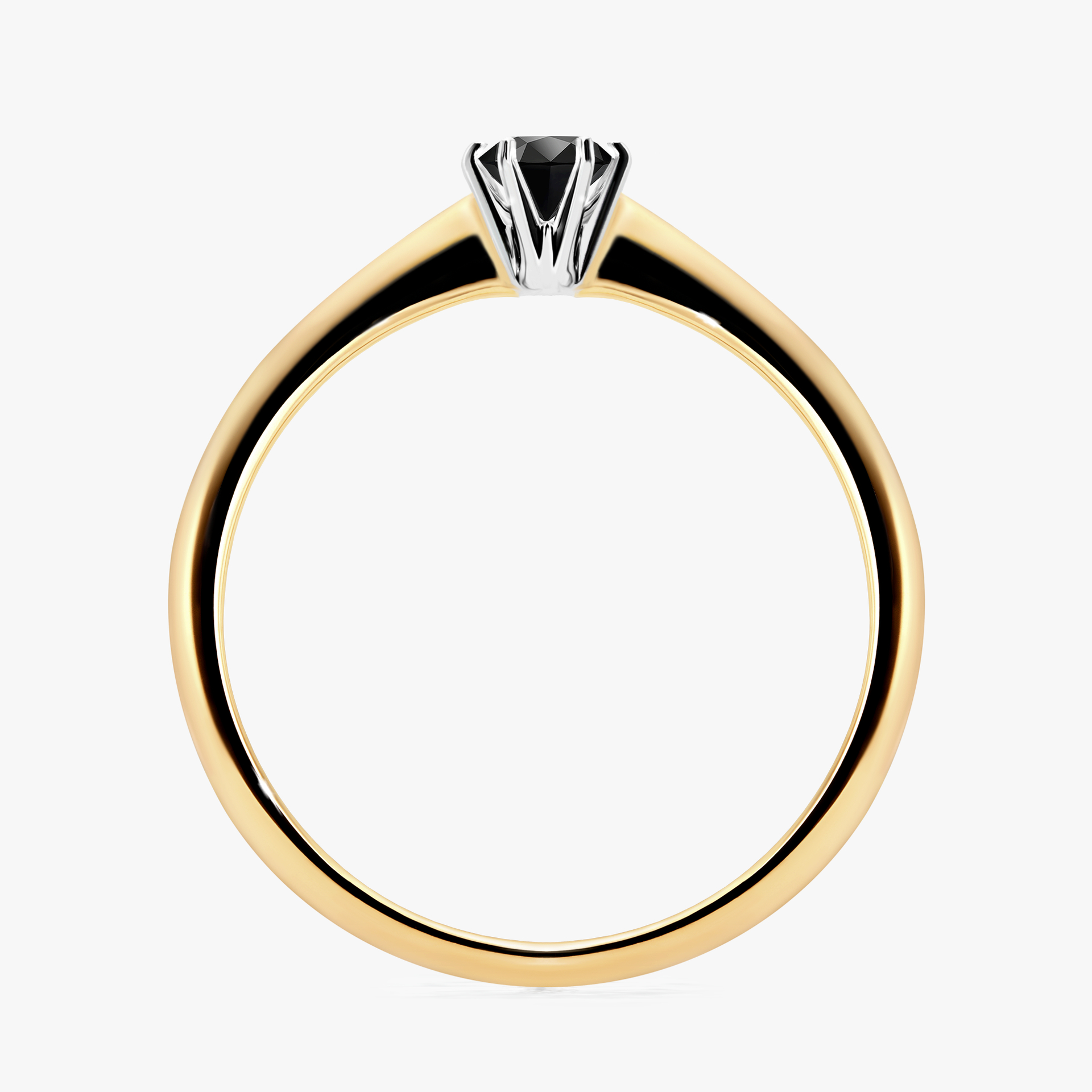 Pierścionek zaręczynowy My Love z żółtego złota z czarnym diamentem 0,17ct