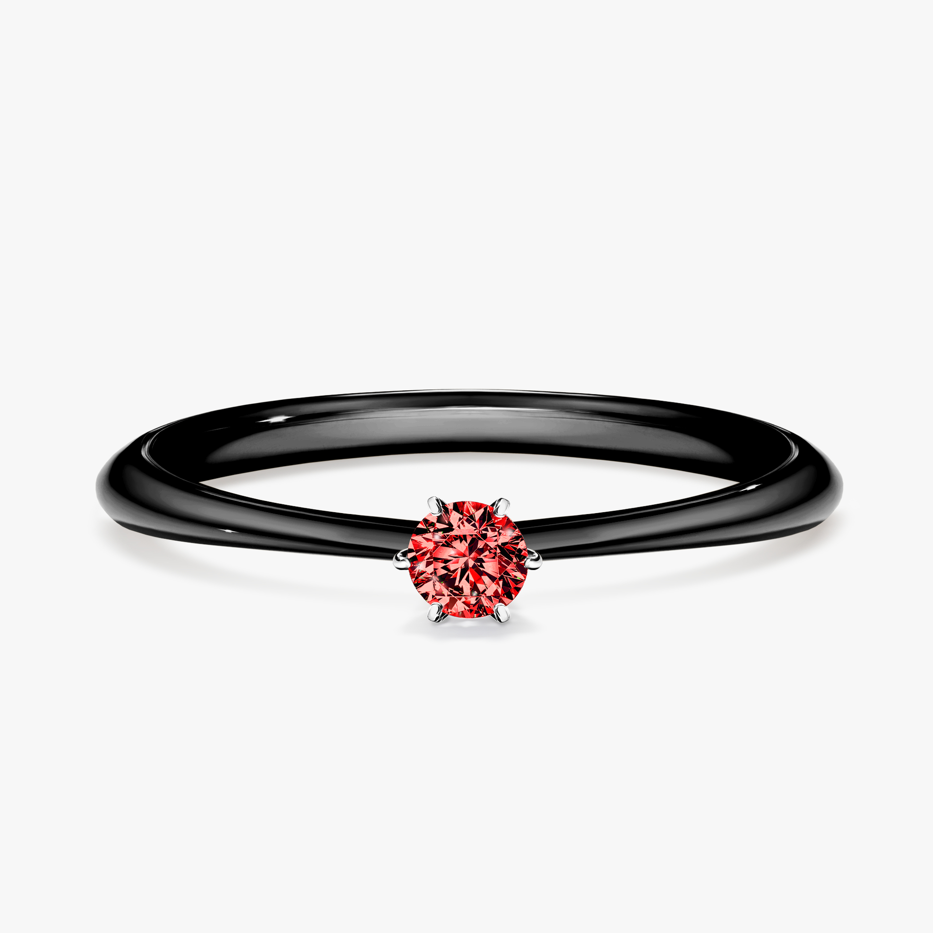 Pierścionek zaręczynowy My Love z czarnego złota z czerwonym diamentem 0,10ct
