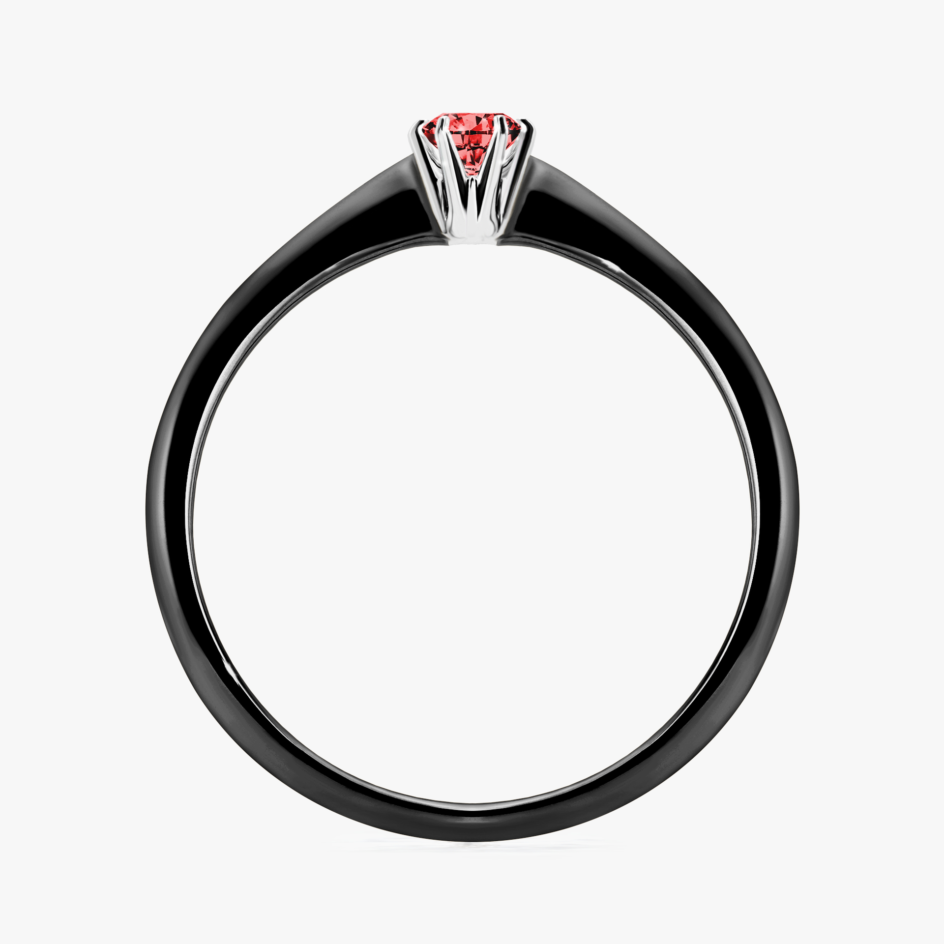 Pierścionek zaręczynowy My Love z czarnego złota z czerwonym diamentem 0,10ct