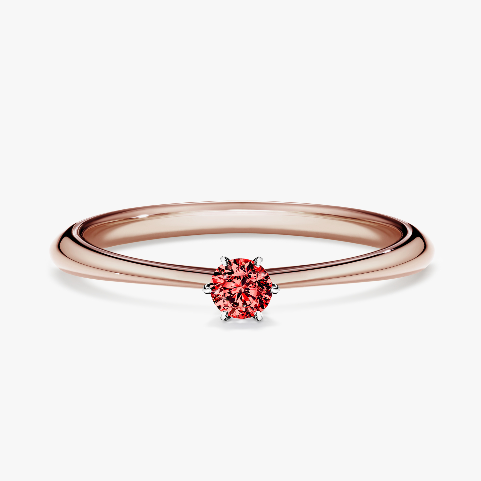 Pierścionek zaręczynowy My Love z różowego złota z czerwonym diamentem 0,10ct