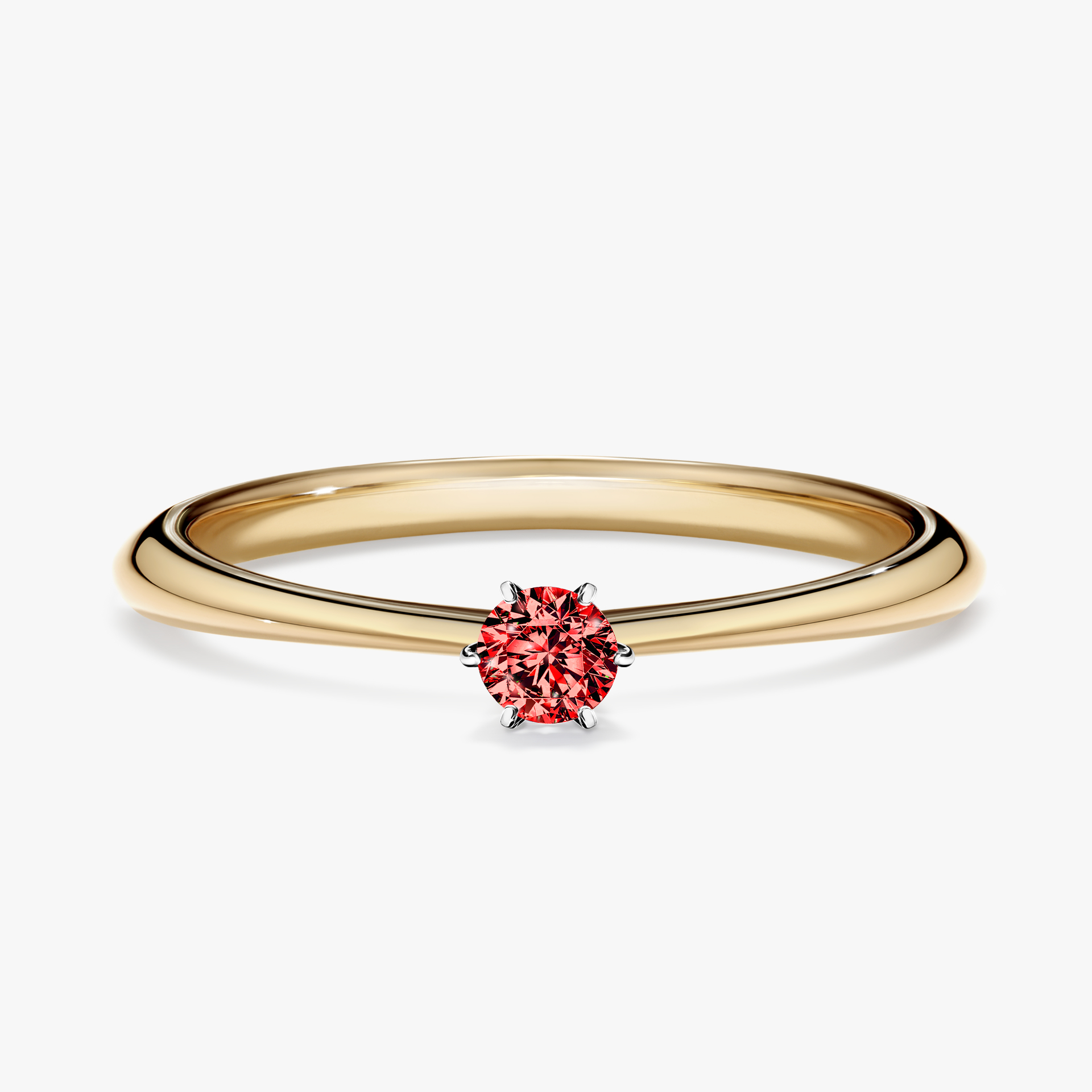 Pierścionek zaręczynowy My Love z żółtego złota z czerwonym diamentem 0,10ct