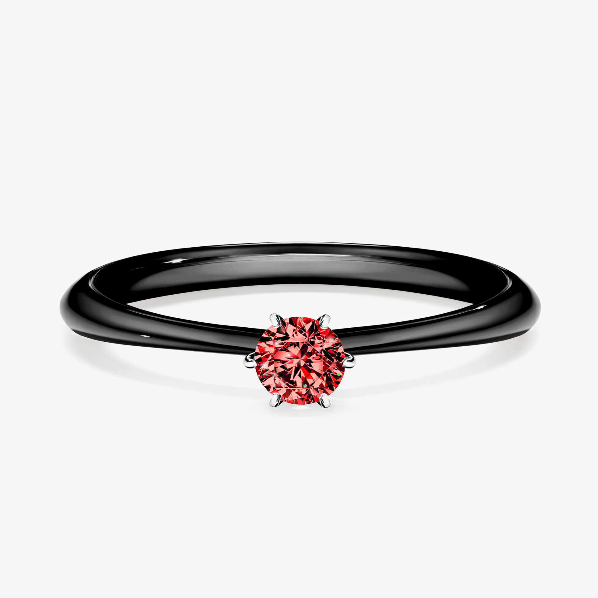 Pierścionek zaręczynowy My Love z czarnego złota z czerwonym diamentem 0,17ct
