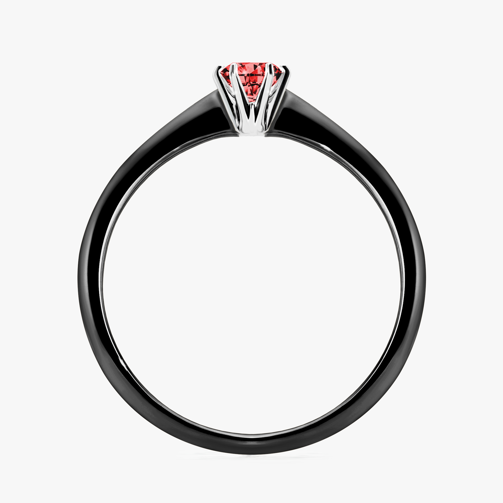 Pierścionek zaręczynowy My Love z czarnego złota z czerwonym diamentem 0,17ct