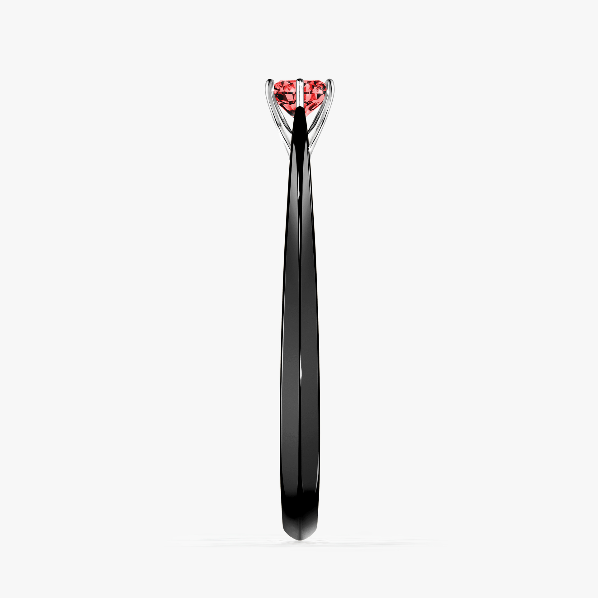 Pierścionek zaręczynowy My Love z czarnego złota z czerwonym diamentem 0,17ct