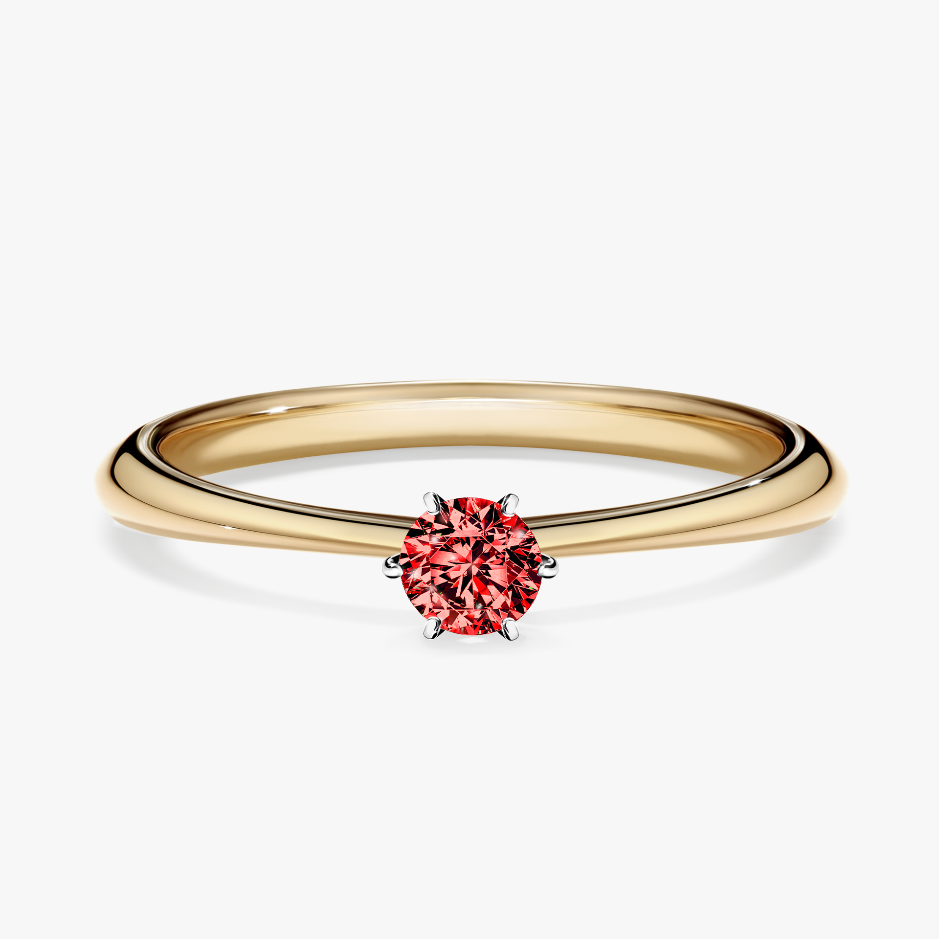 Pierścionek zaręczynowy My Love z żółtego złota z czerwonym diamentem 0,17ct