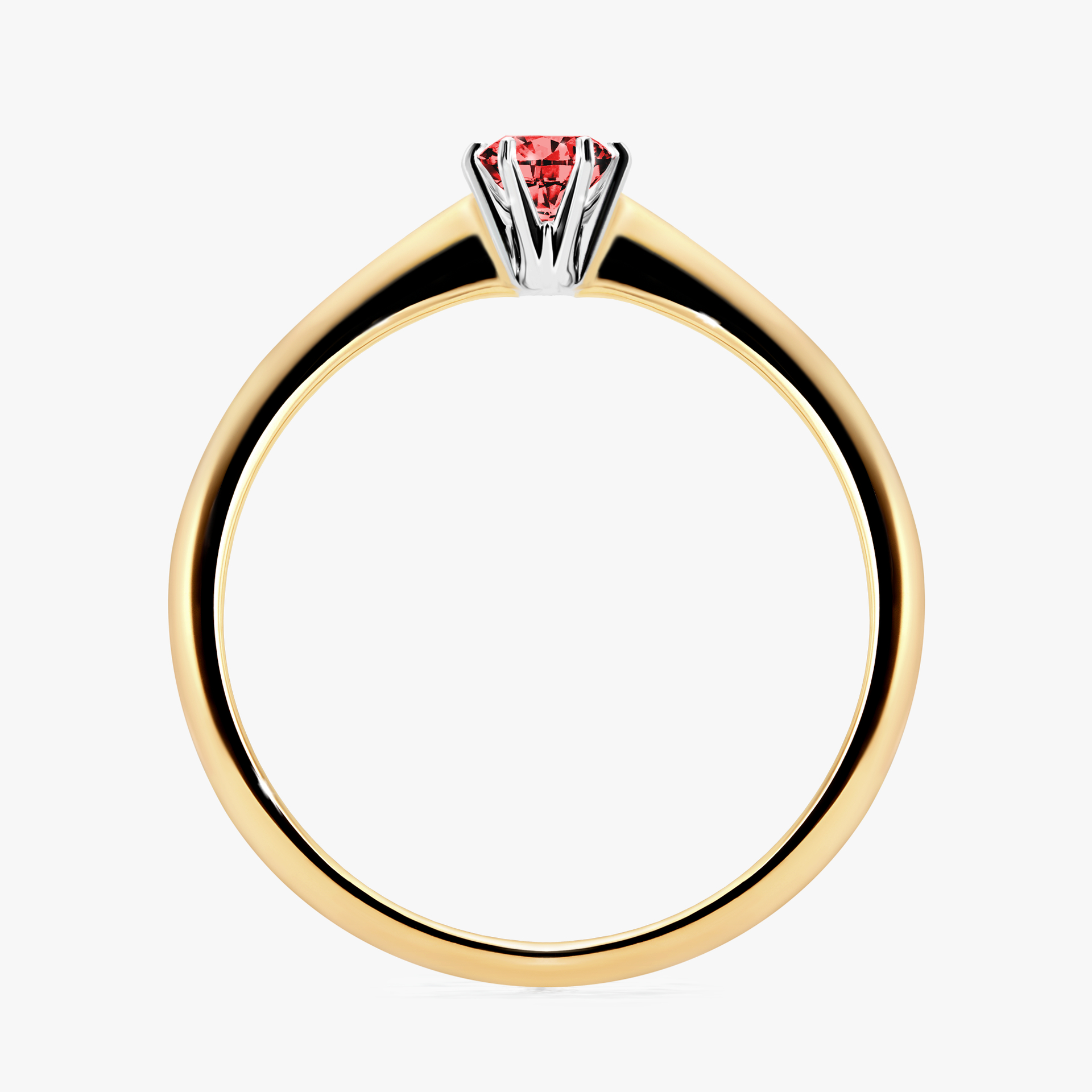 Pierścionek zaręczynowy My Love z żółtego złota z czerwonym diamentem 0,17ct
