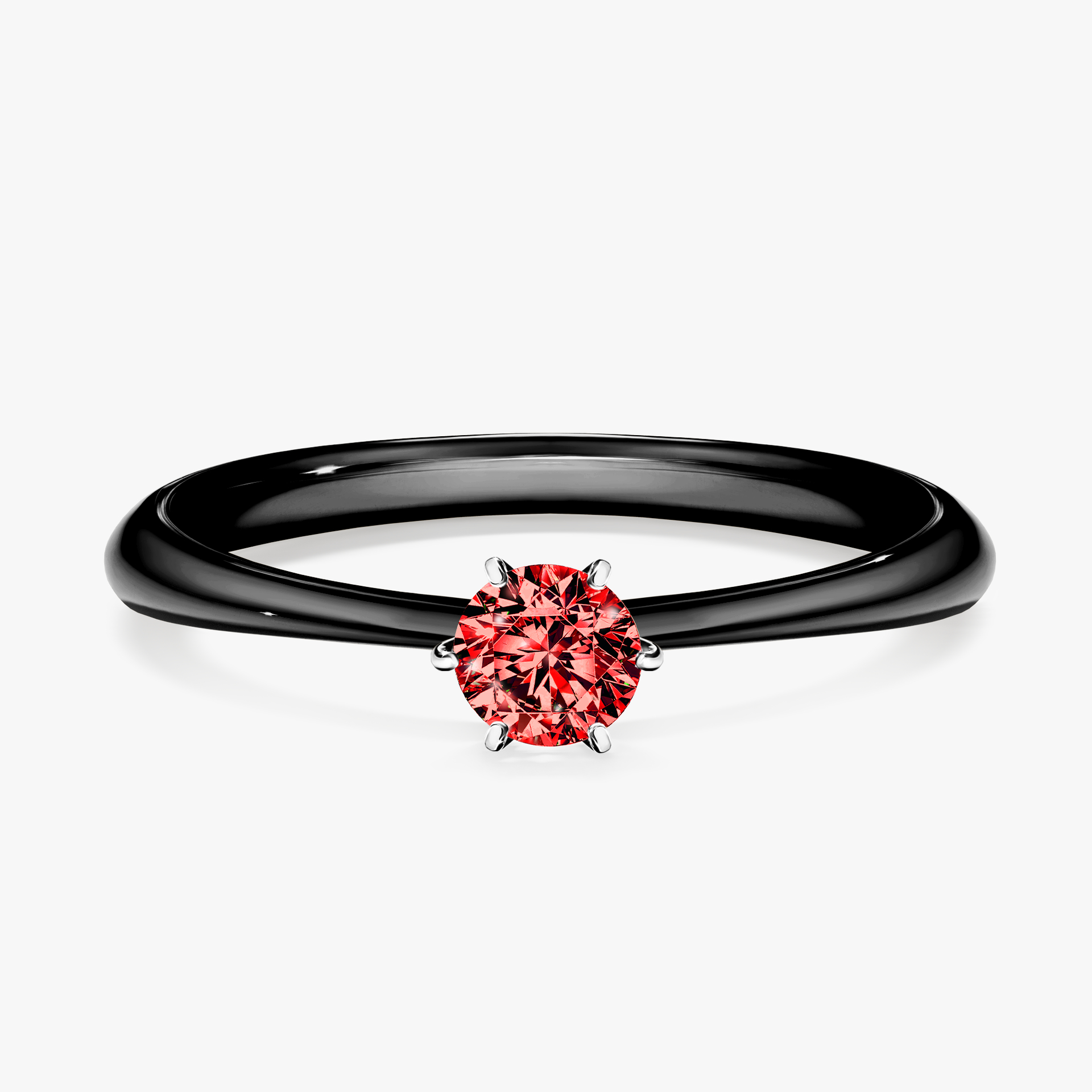 Pierścionek zaręczynowy My Love z czarnego złota z czerwonym diamentem 0,25ct