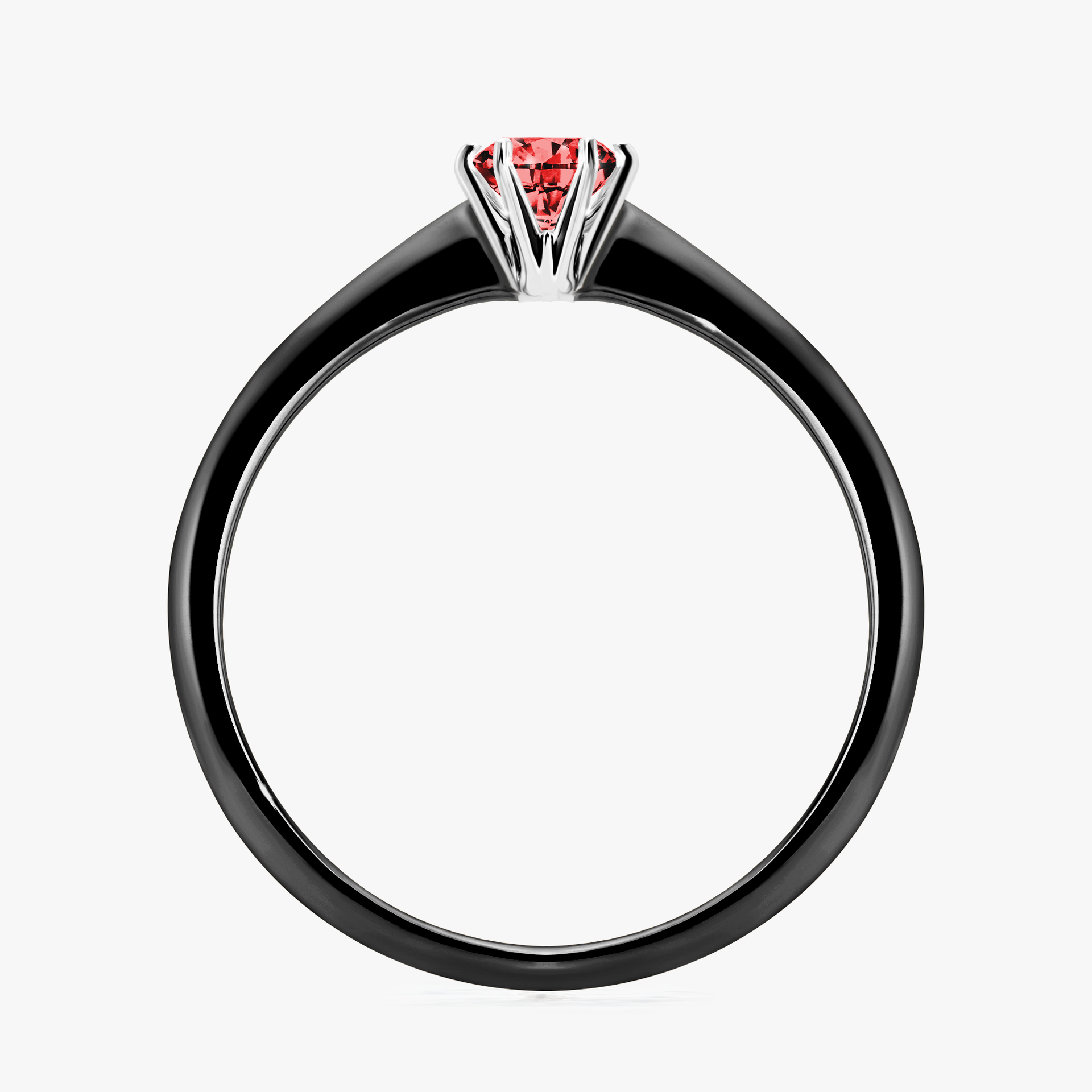Pierścionek zaręczynowy My Love z czarnego złota z czerwonym diamentem 0,25ct