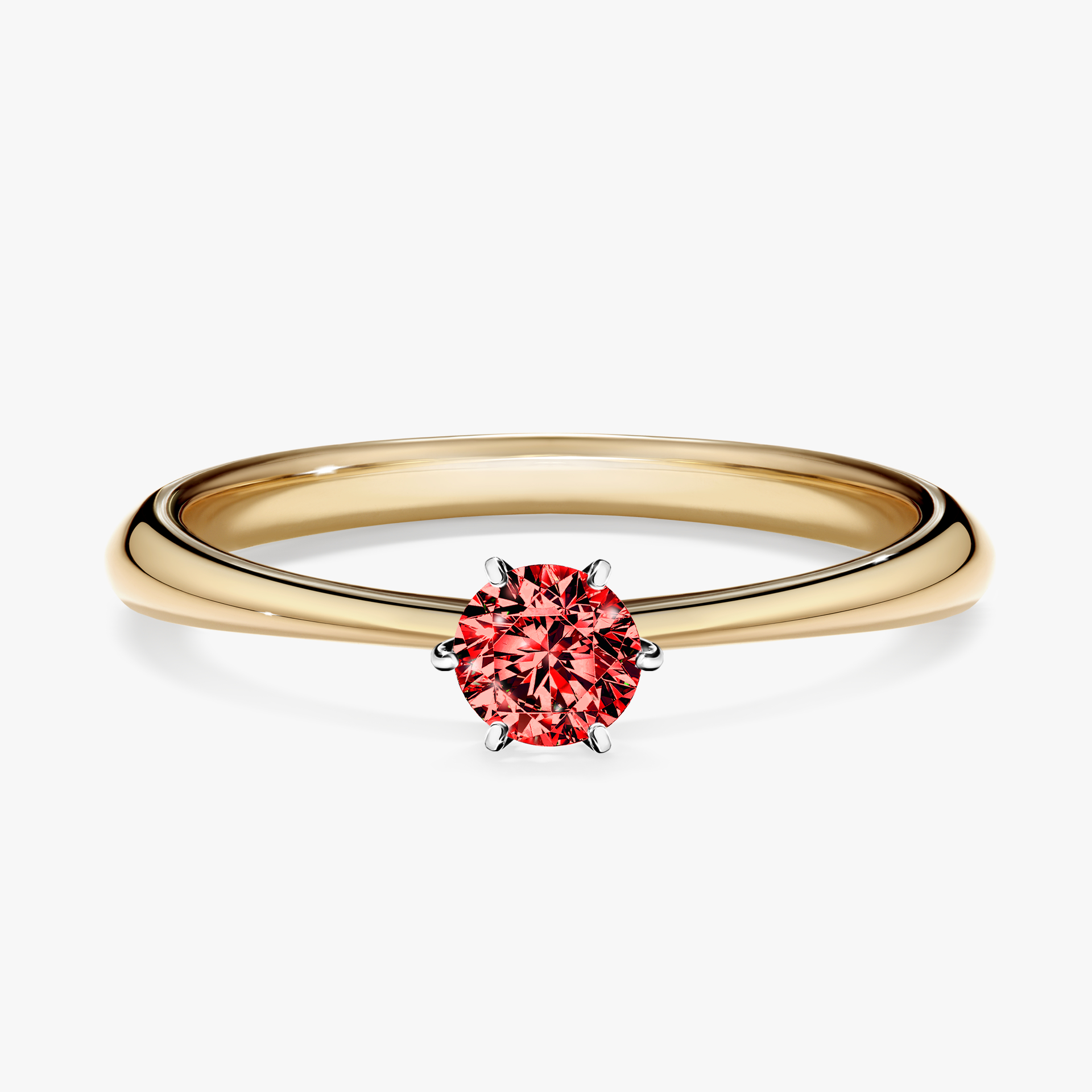 Pierścionek zaręczynowy My Love z żółtego złota z czerwonym diamentem 0,25ct