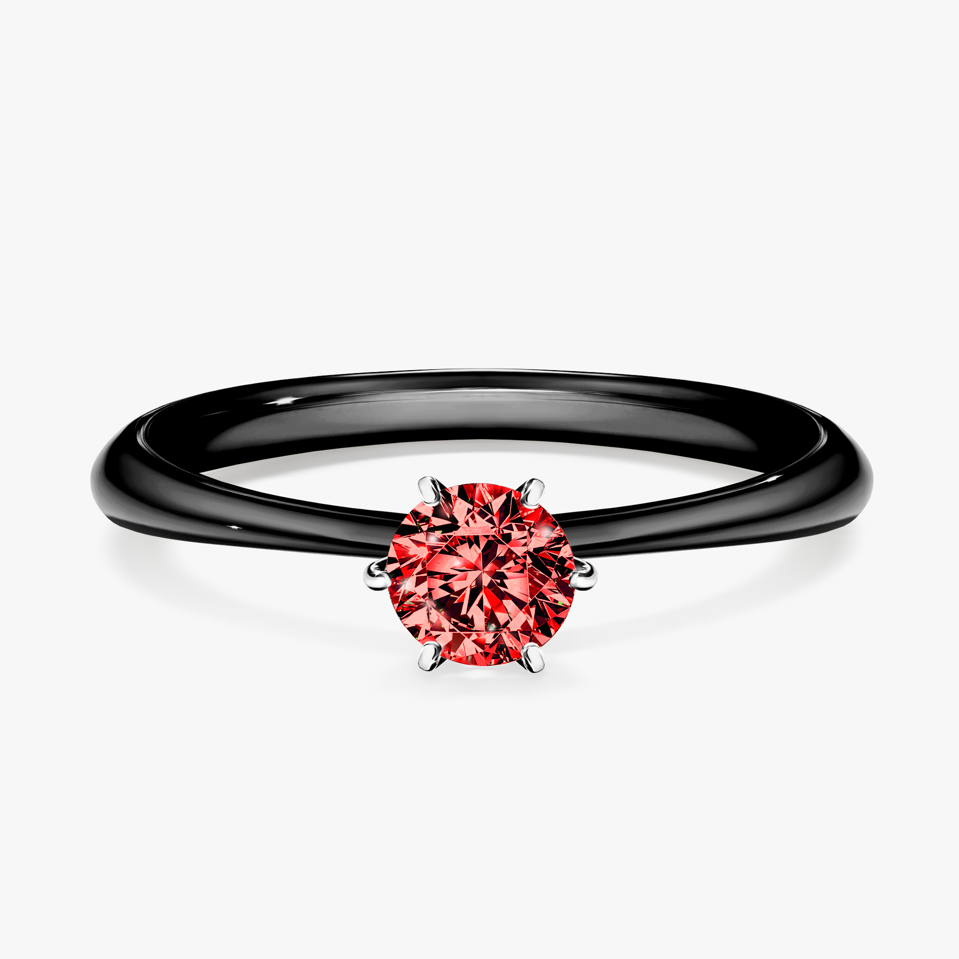 Pierścionek zaręczynowy My Love z czarnego złota z czerwonym diamentem 0,30ct