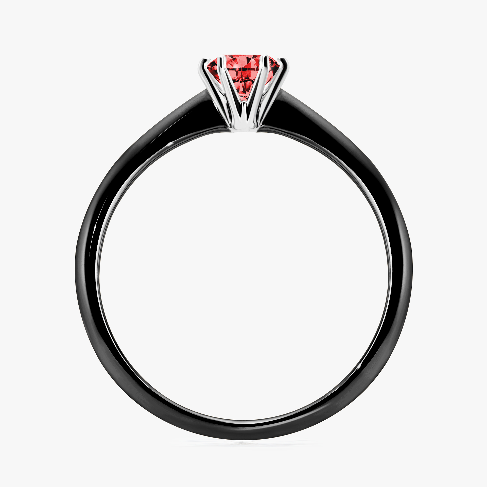Pierścionek zaręczynowy My Love z czarnego złota z czerwonym diamentem 0,30ct