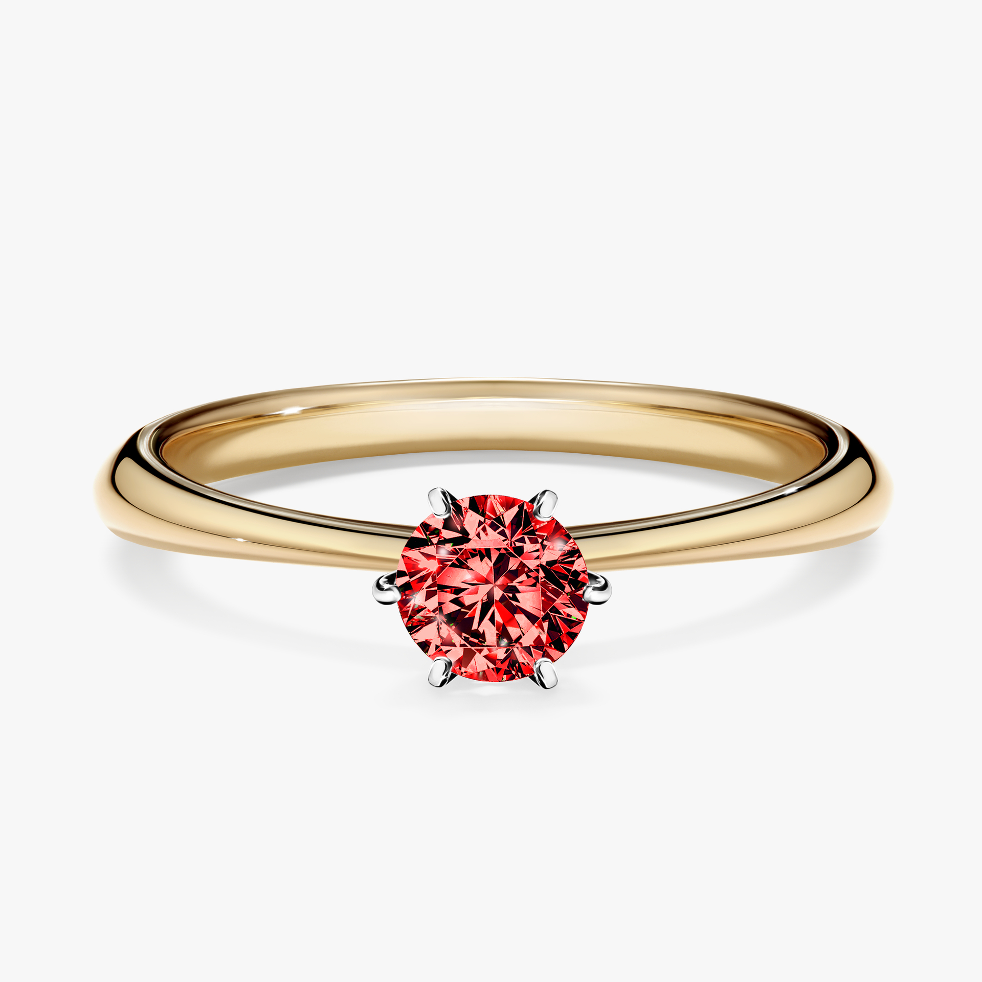Pierścionek zaręczynowy My Love z żółtego złota z czerwonym diamentem 0,30ct