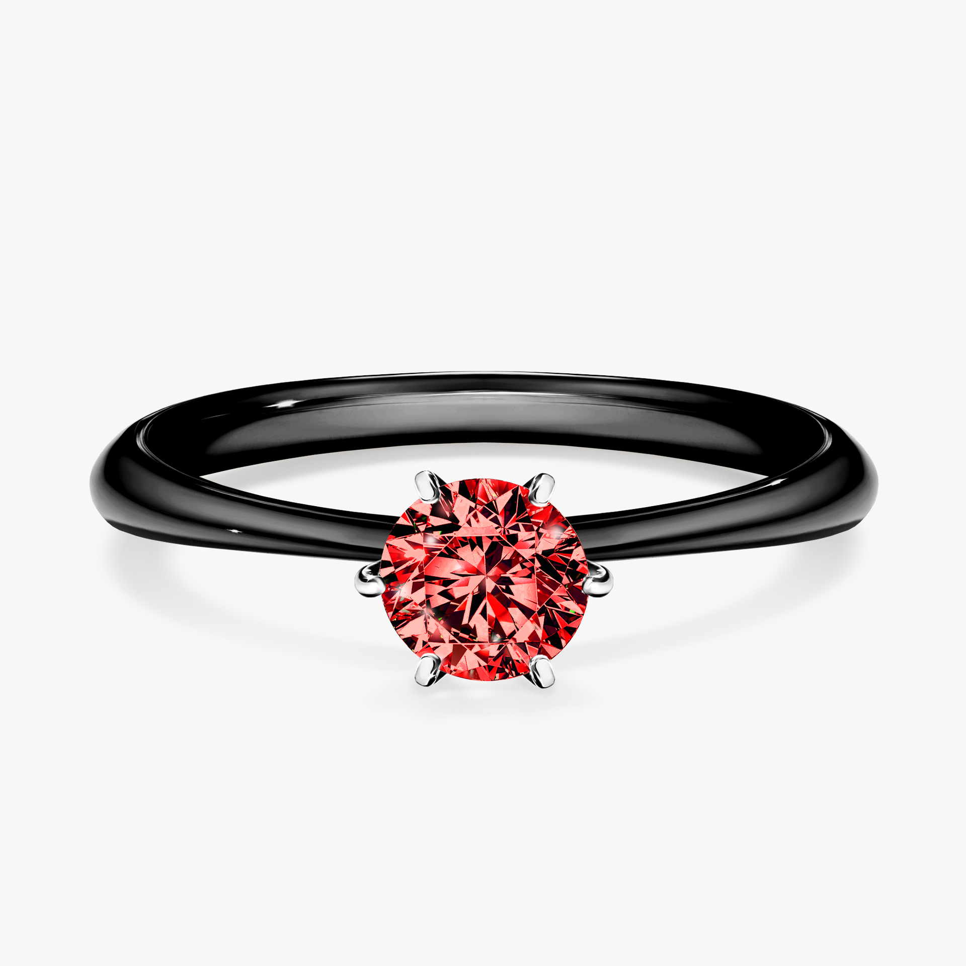 Pierścionek zaręczynowy My Love z czarnego złota z czerwonym diamentem 0,50ct