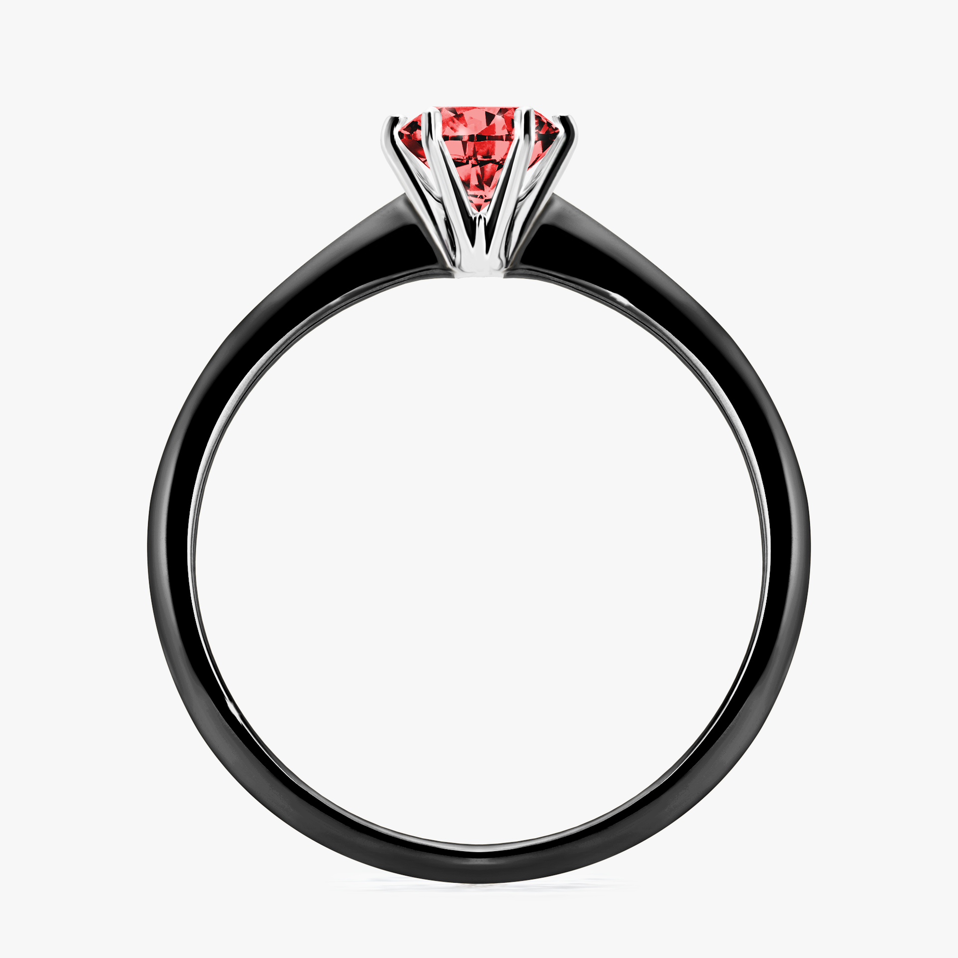 Pierścionek zaręczynowy My Love z czarnego złota z czerwonym diamentem 0,50ct