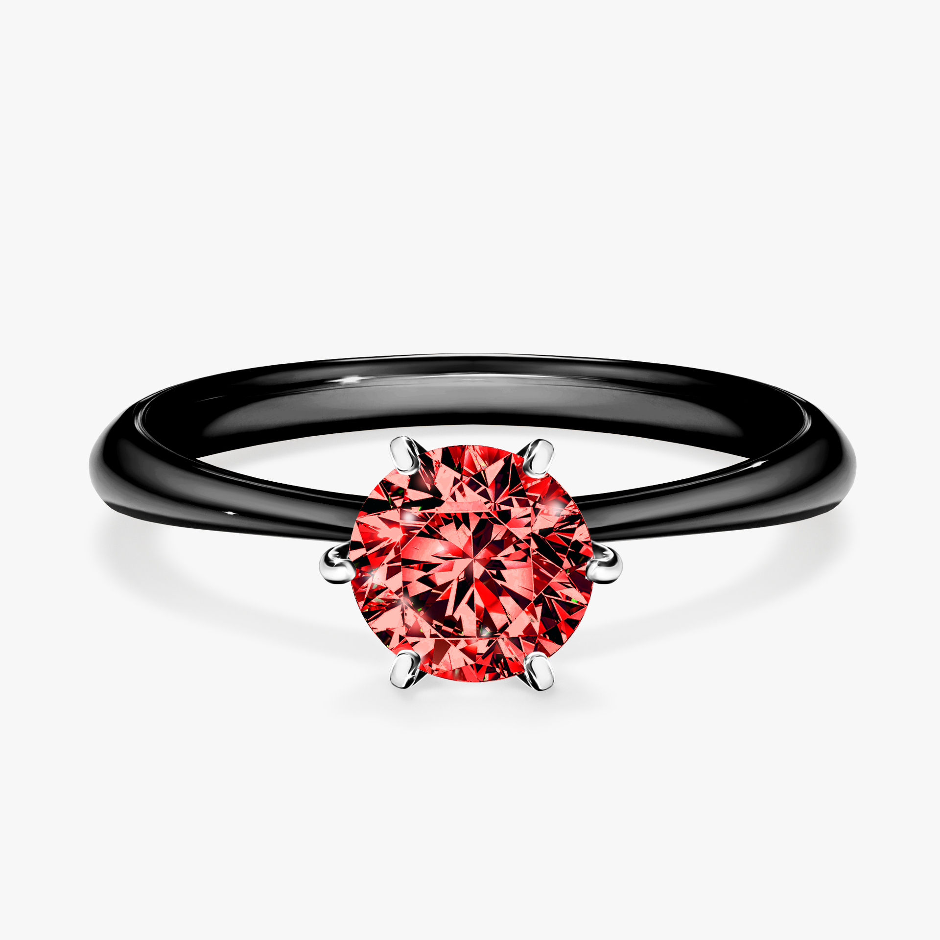 Pierścionek zaręczynowy My Love z czarnego złota z czerwonym diamentem 0,80ct