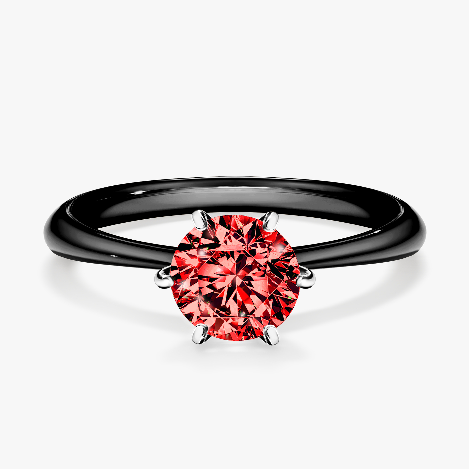 Pierścionek zaręczynowy My Love z czarnego złota z czerwonym diamentem 1,00ct