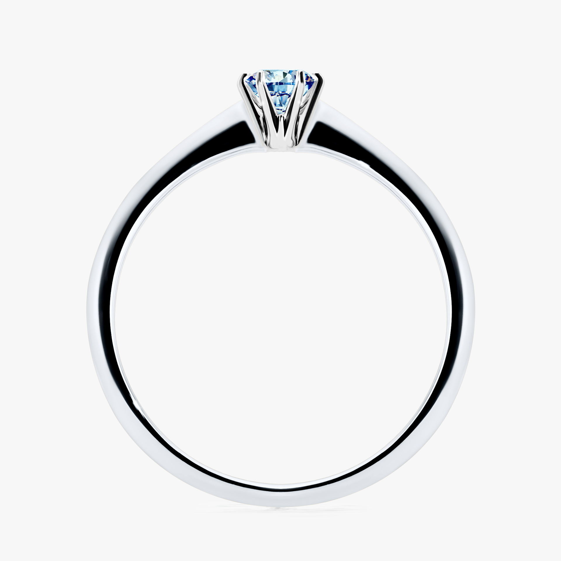 Pierścionek zaręczynowy My Love z białego złota z niebieskim diamentem 0,17ct