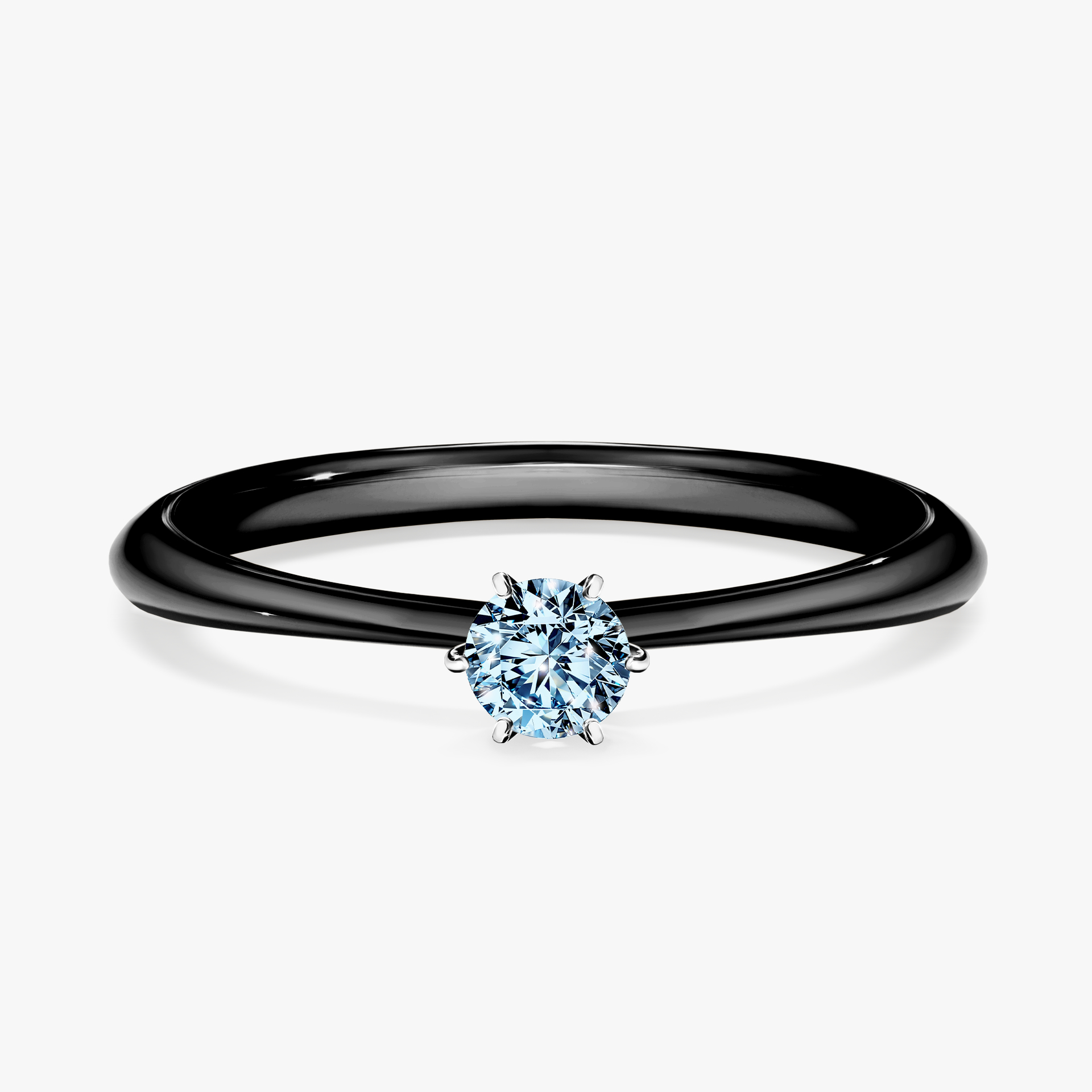 Pierścionek zaręczynowy My Love z czarnego złota z niebieskim diamentem 0,17ct