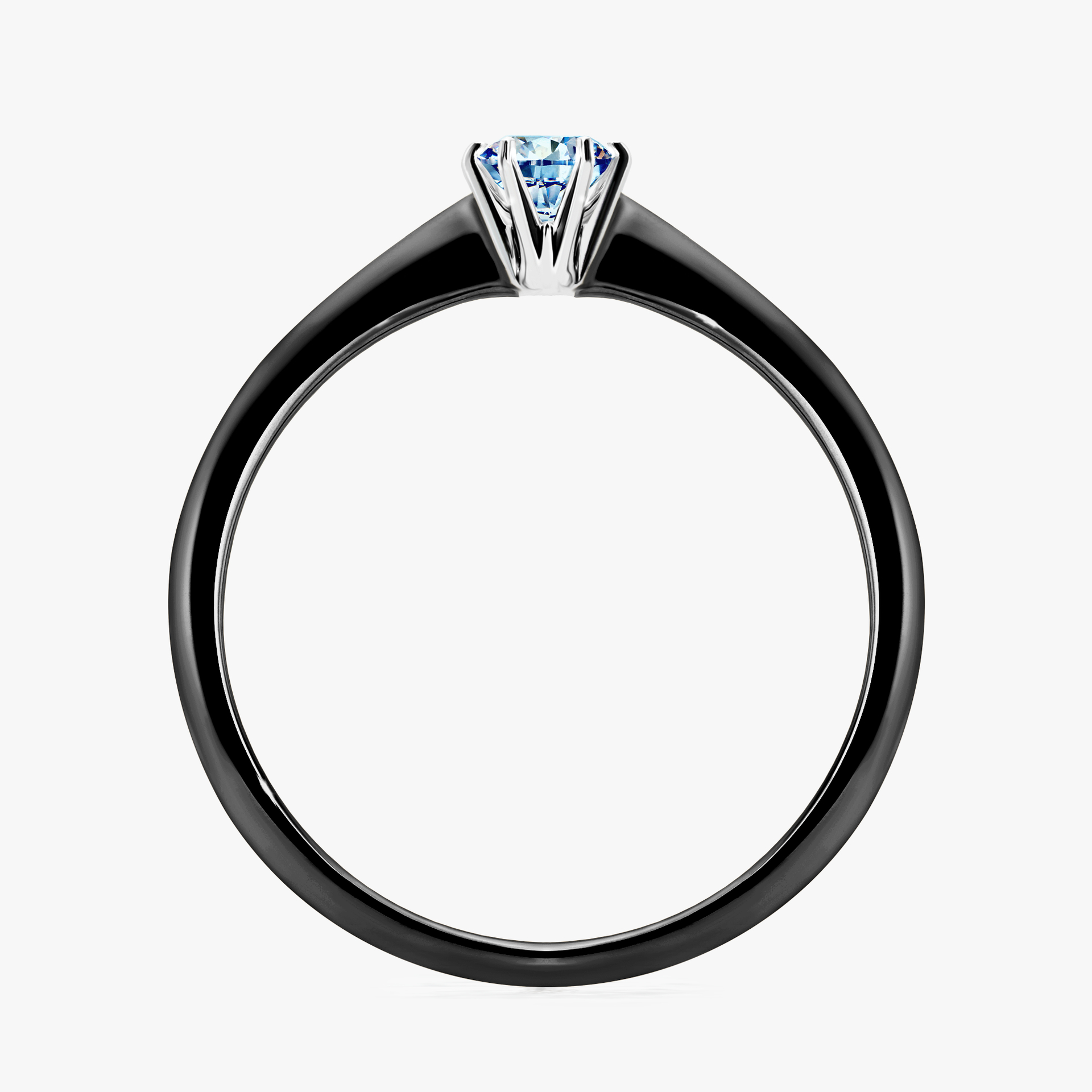 Pierścionek zaręczynowy My Love z czarnego złota z niebieskim diamentem 0,17ct