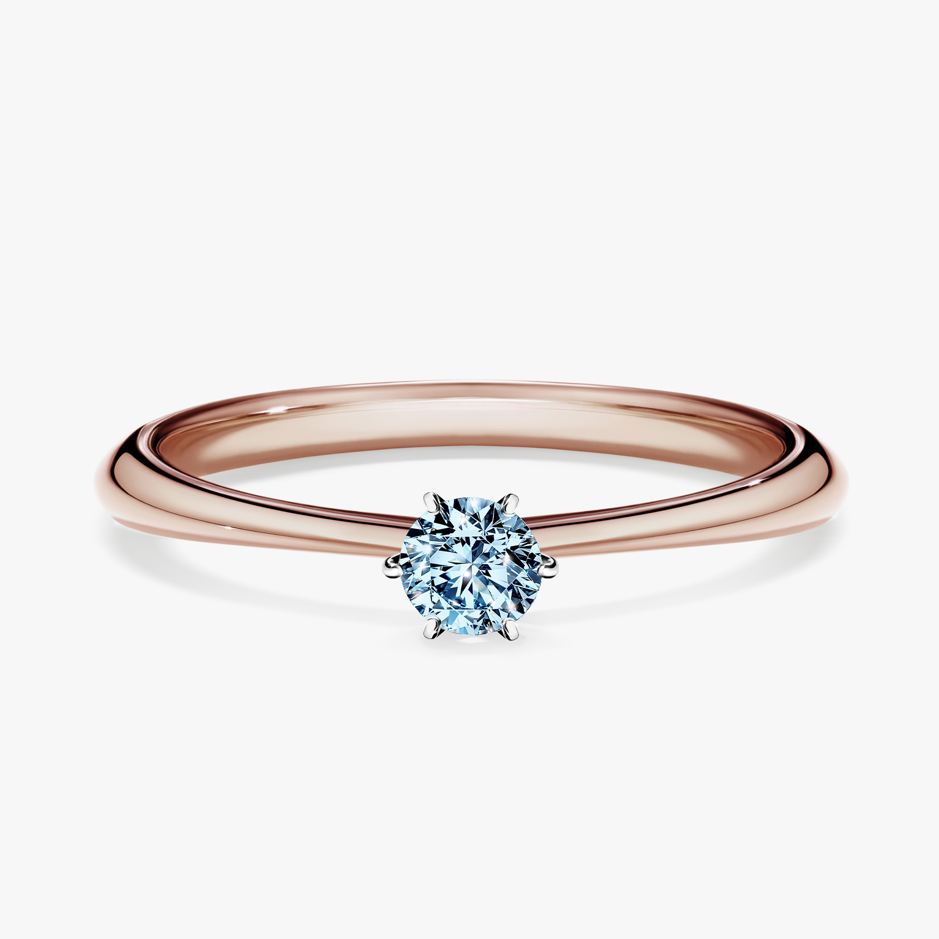 Pierścionek zaręczynowy My Love z różowego złota z niebieskim diamentem 0,17ct