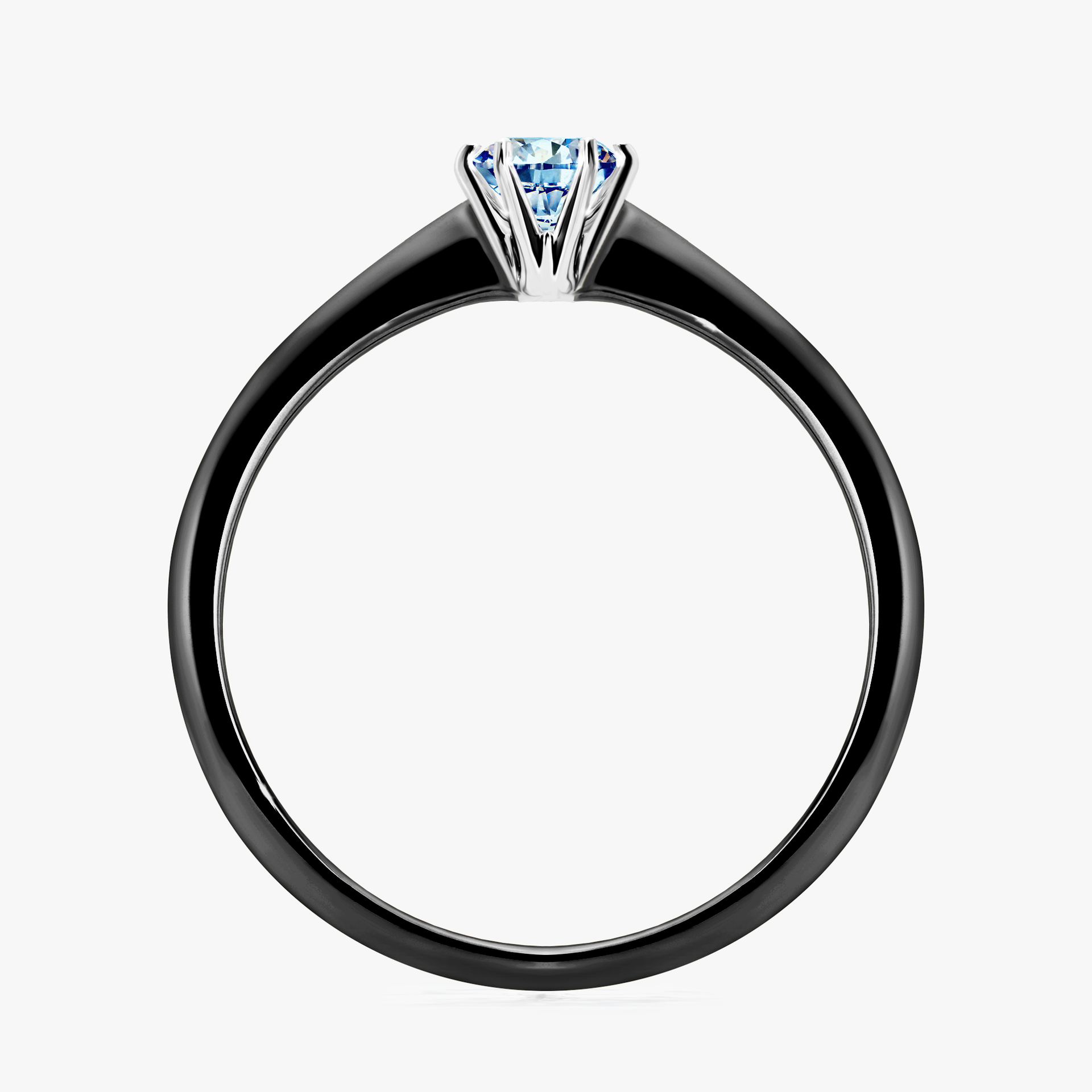 Pierścionek zaręczynowy My Love z czarnego złota z niebieskim diamentem 0,25ct