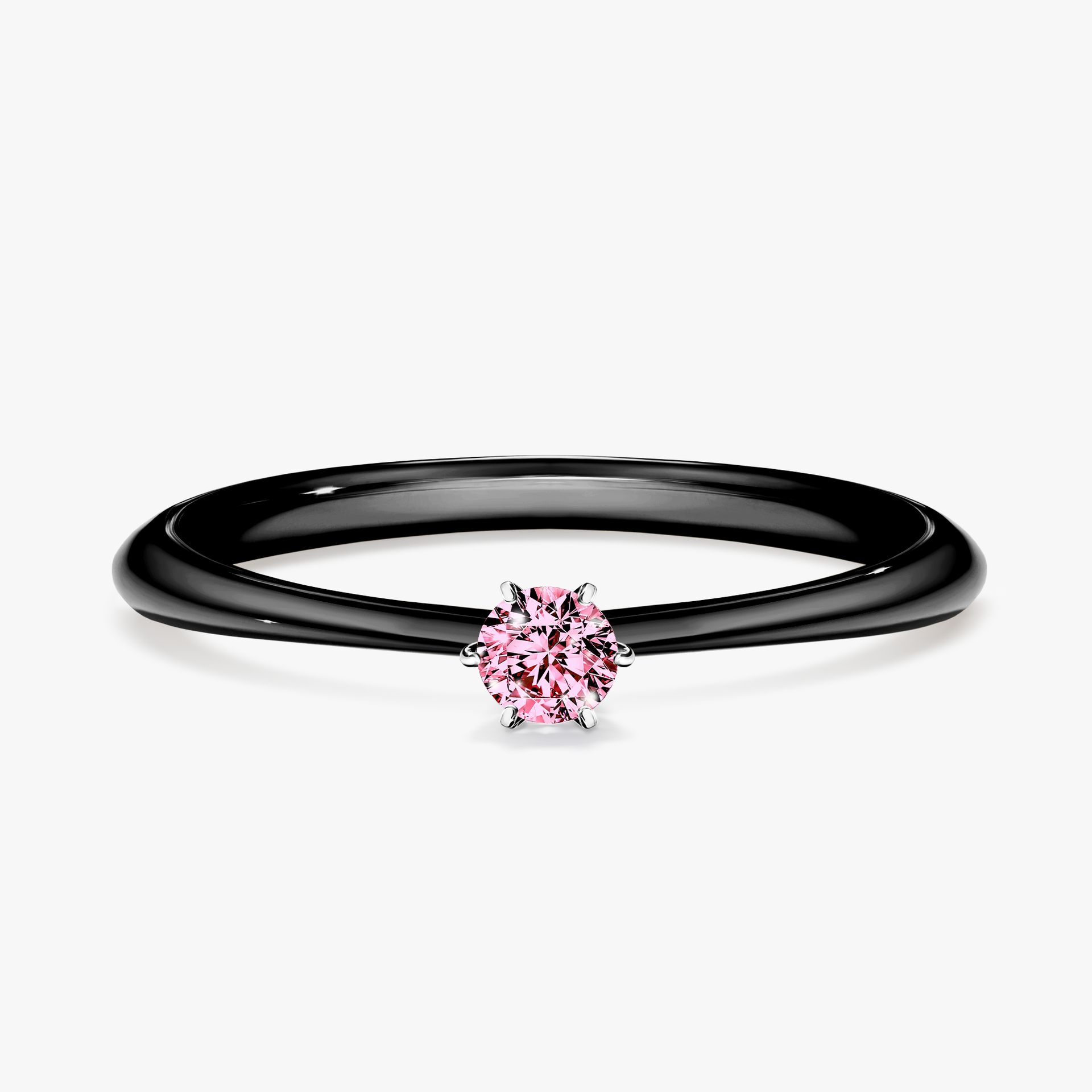 Pierścionek zaręczynowy My Love z czarnego złota z różowym diamentem 0,10ct