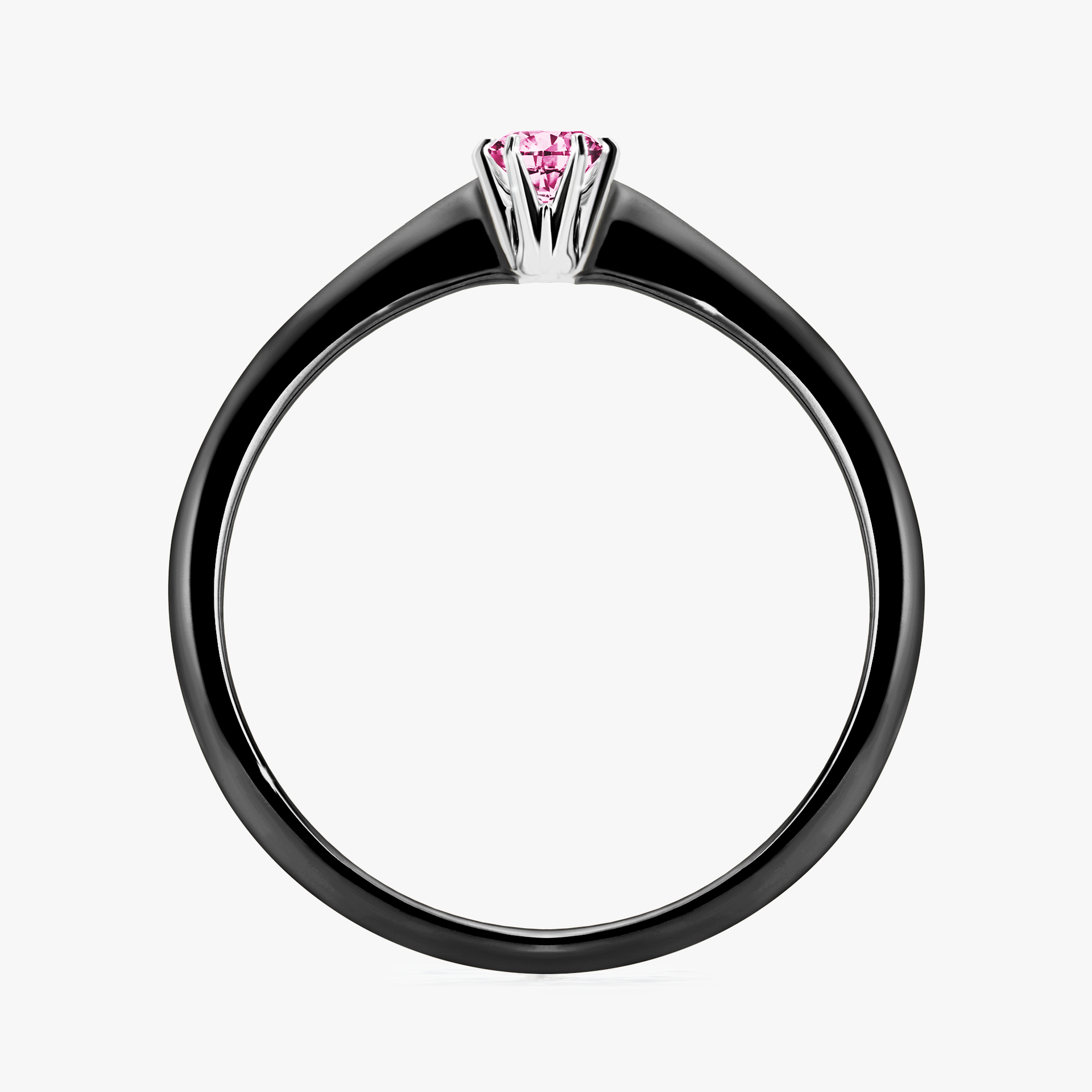 Pierścionek zaręczynowy My Love z czarnego złota z różowym diamentem 0,10ct