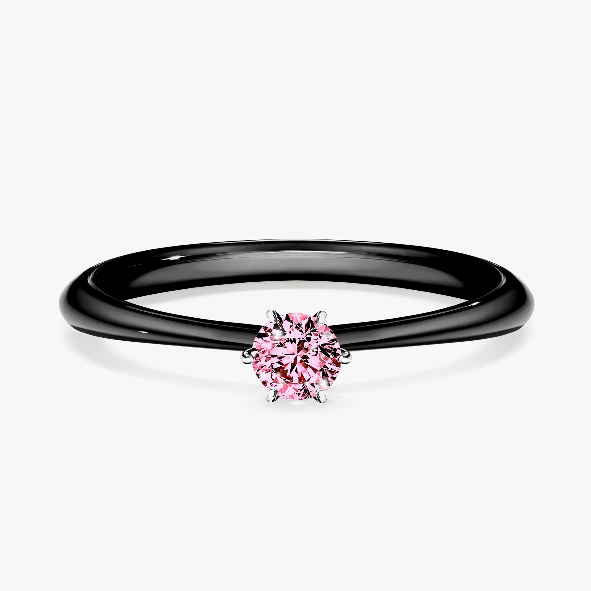 Pierścionek zaręczynowy My Love z czarnego złota z różowym diamentem 0,17ct