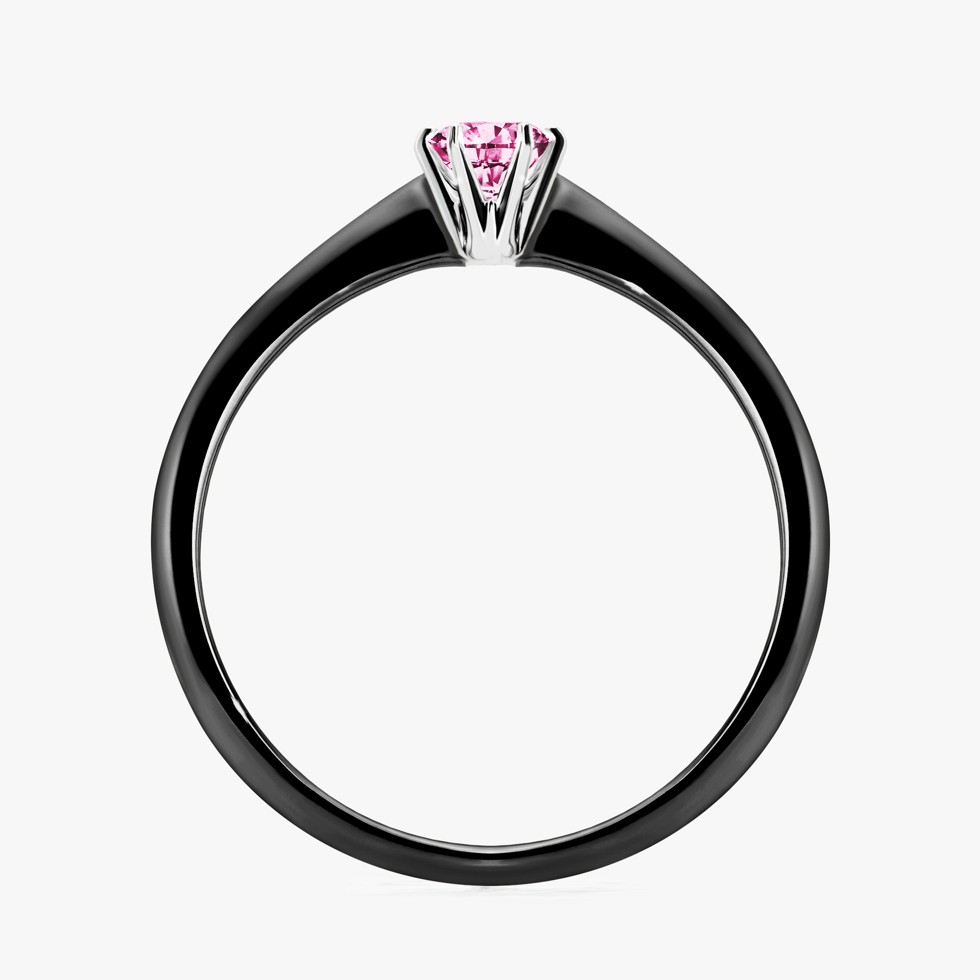Pierścionek zaręczynowy My Love z czarnego złota z różowym diamentem 0,17ct