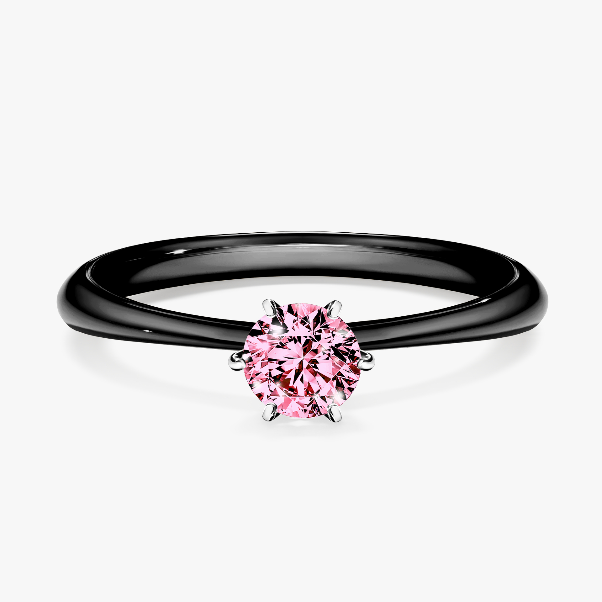 Pierścionek zaręczynowy My Love z czarnego złota z różowym diamentem 0,30ct