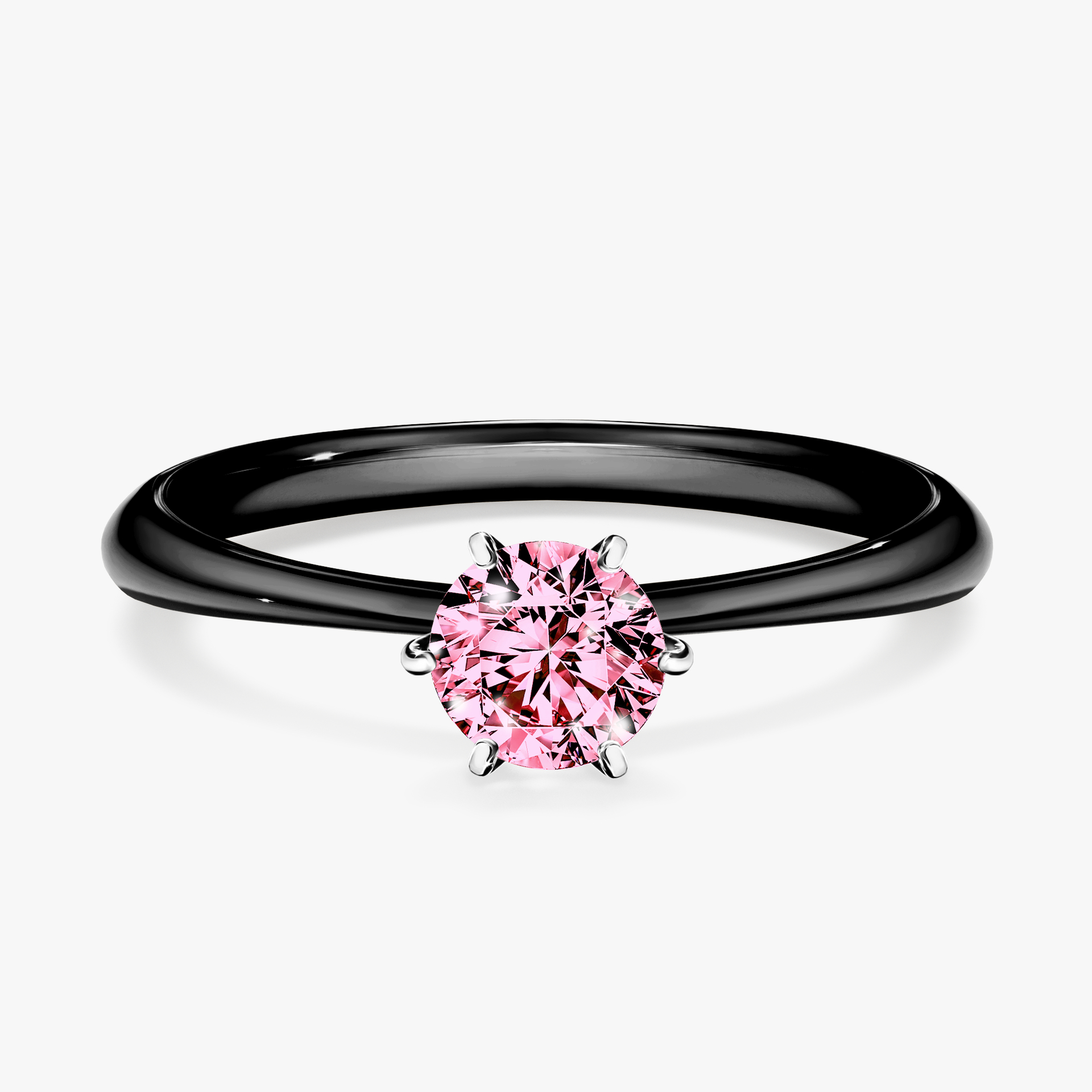 Pierścionek zaręczynowy My Love z czarnego złota z różowym diamentem 0,50ct