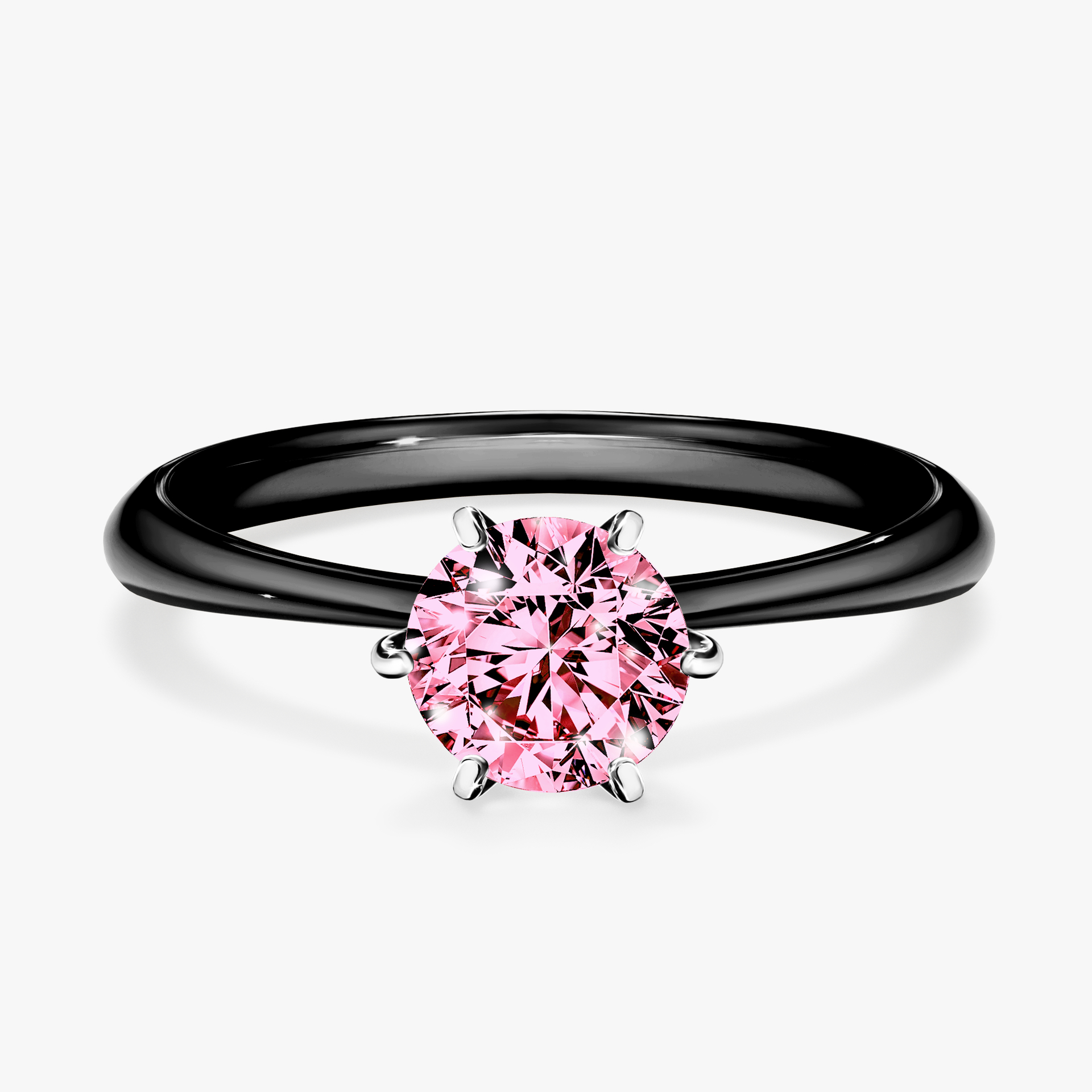 Pierścionek zaręczynowy My Love z czarnego złota z różowym diamentem 0,80ct