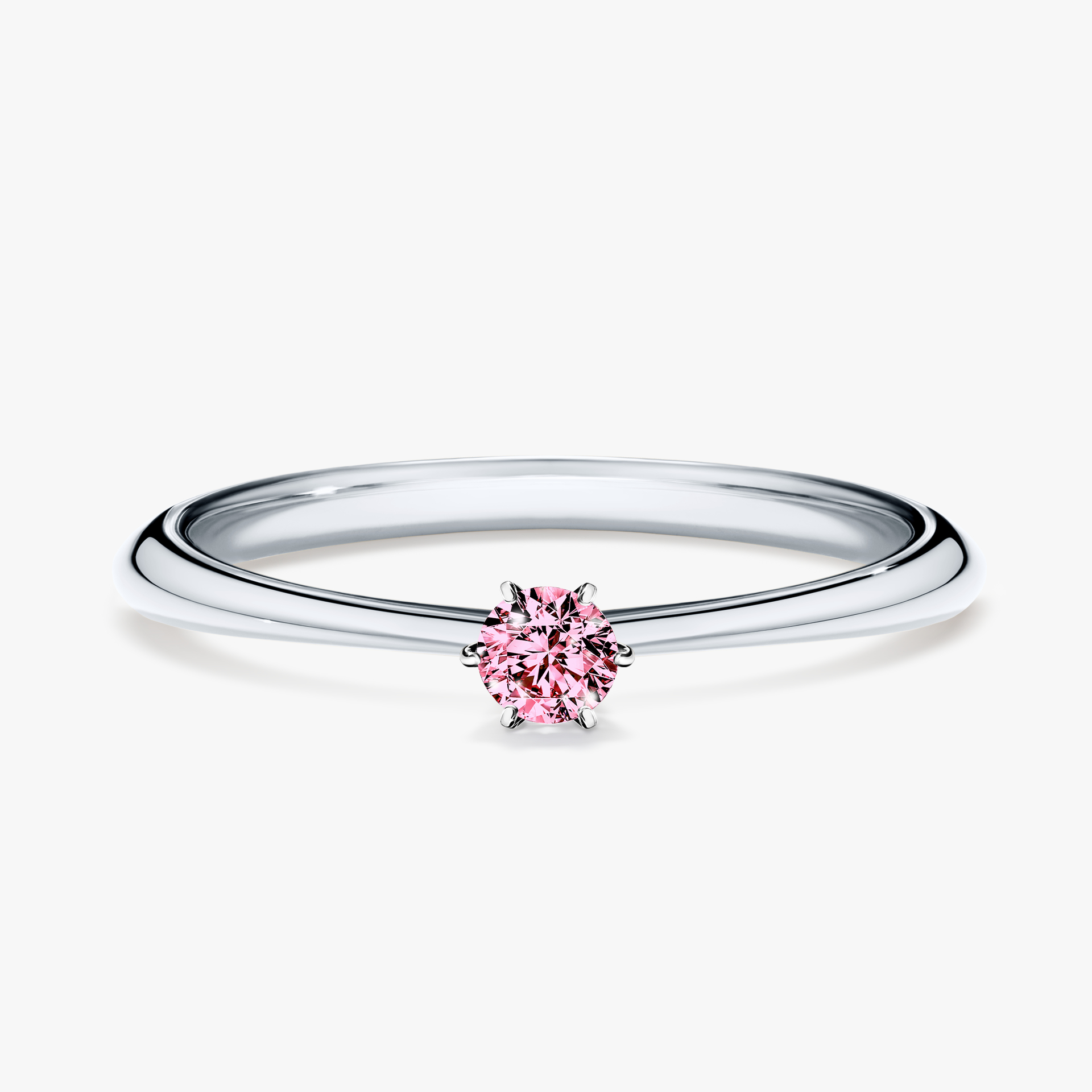 Pierścionek zaręczynowy My Love z białego złota z różowym diamentem 0,10ct