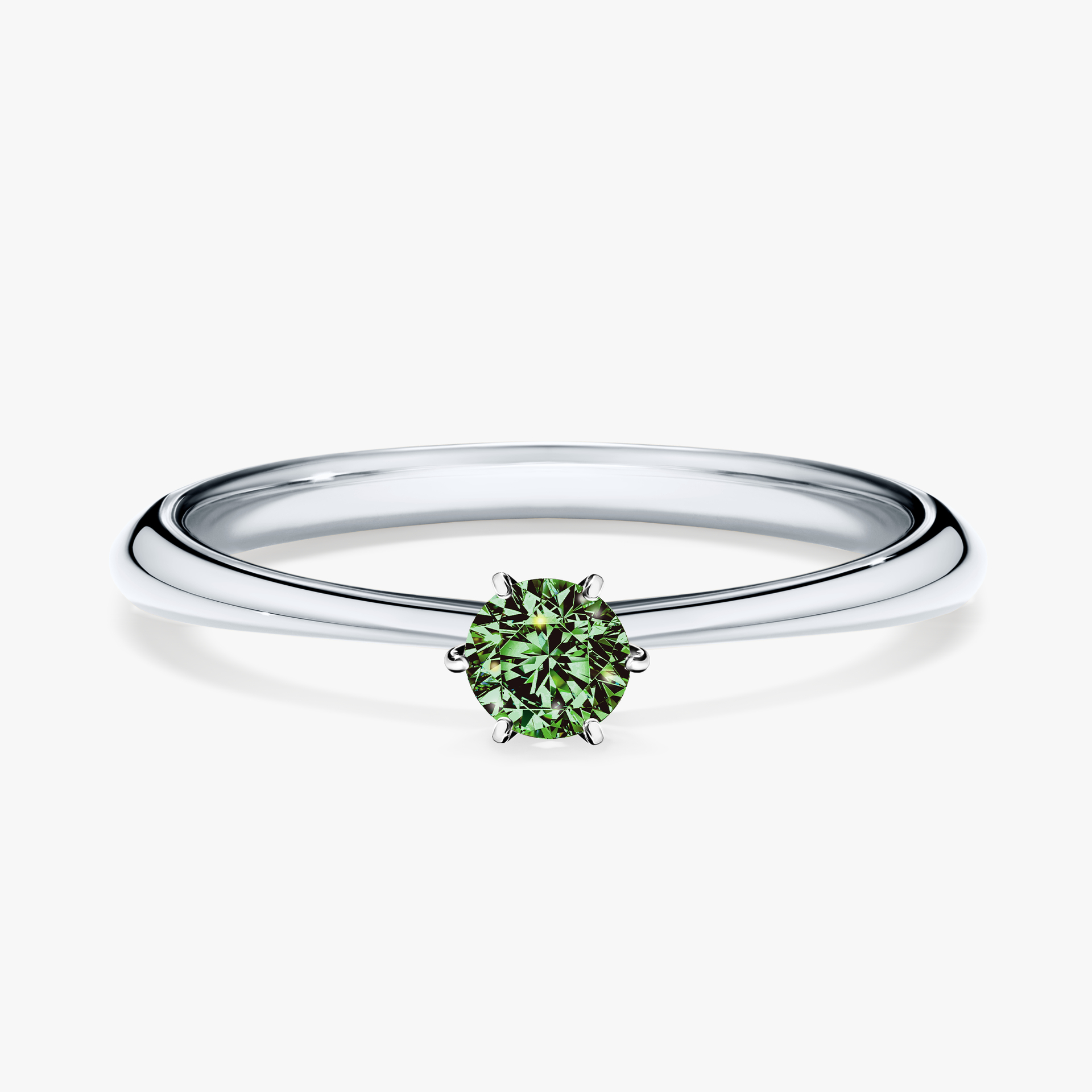 Pierścionek zaręczynowy My Love z białego złota z ciemnym zielonym diamentem 0,17ct