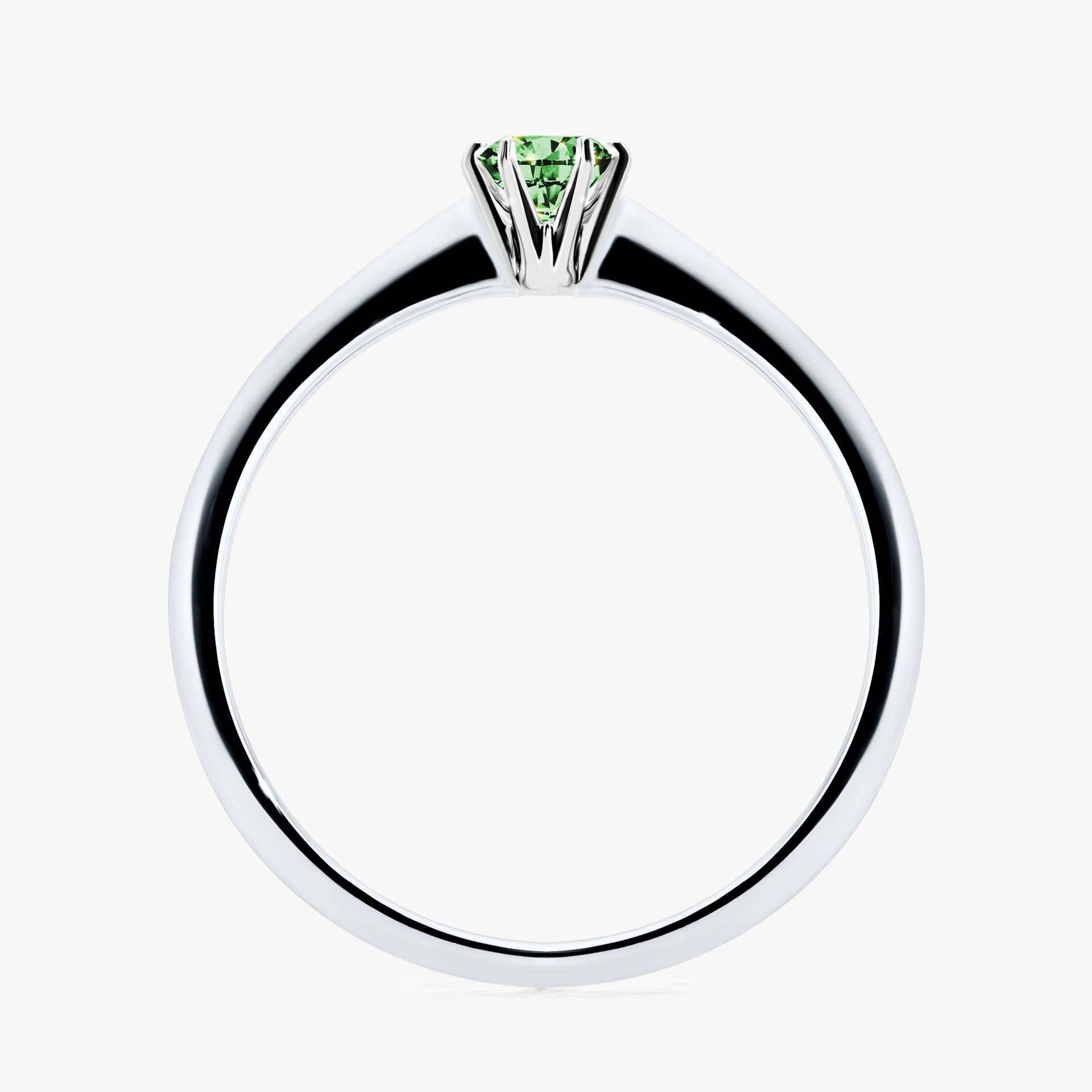 Pierścionek zaręczynowy My Love z białego złota z ciemnym zielonym diamentem 0,17ct