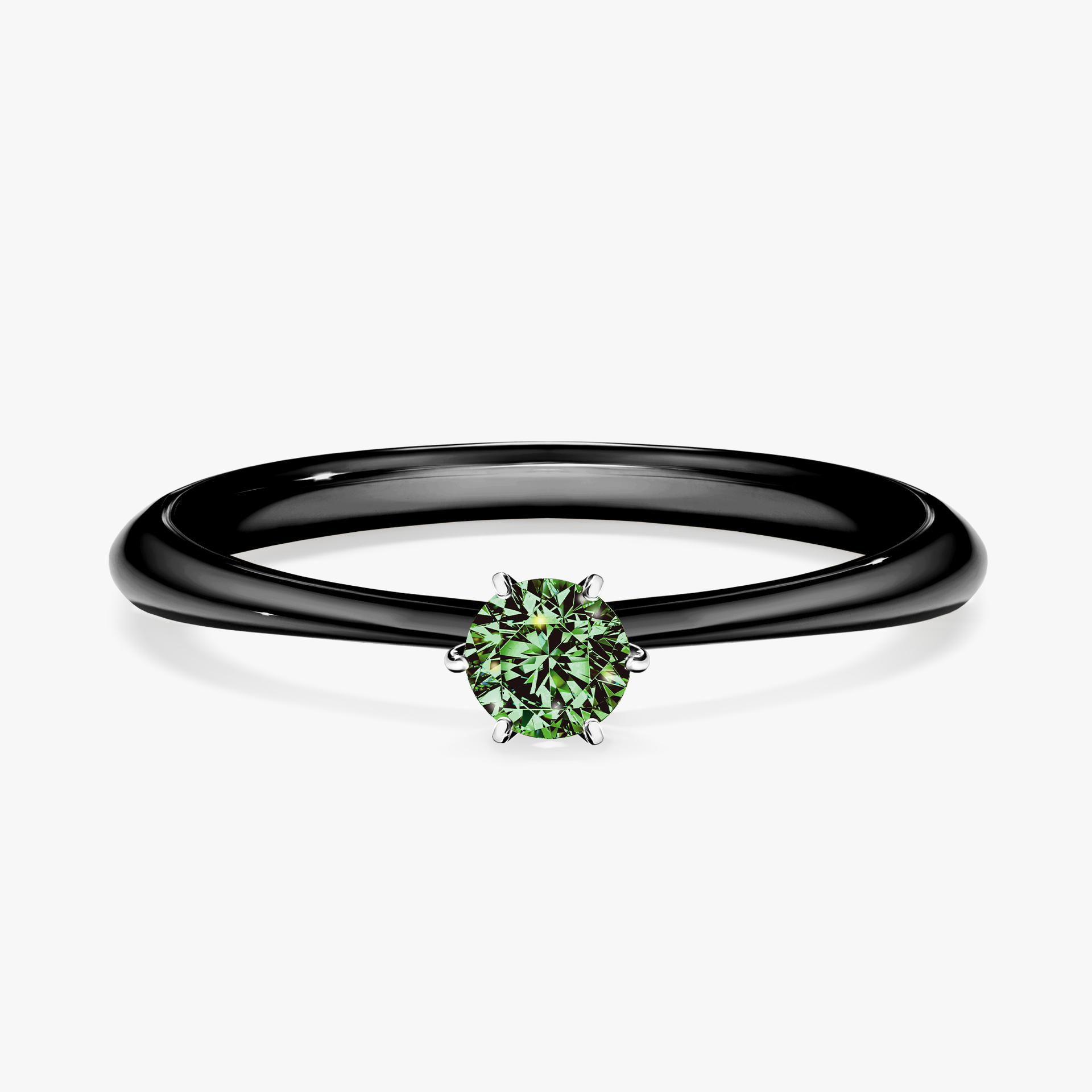Pierścionek zaręczynowy My Love z czarnego złota z ciemnym zielonym diamentem 0,17ct