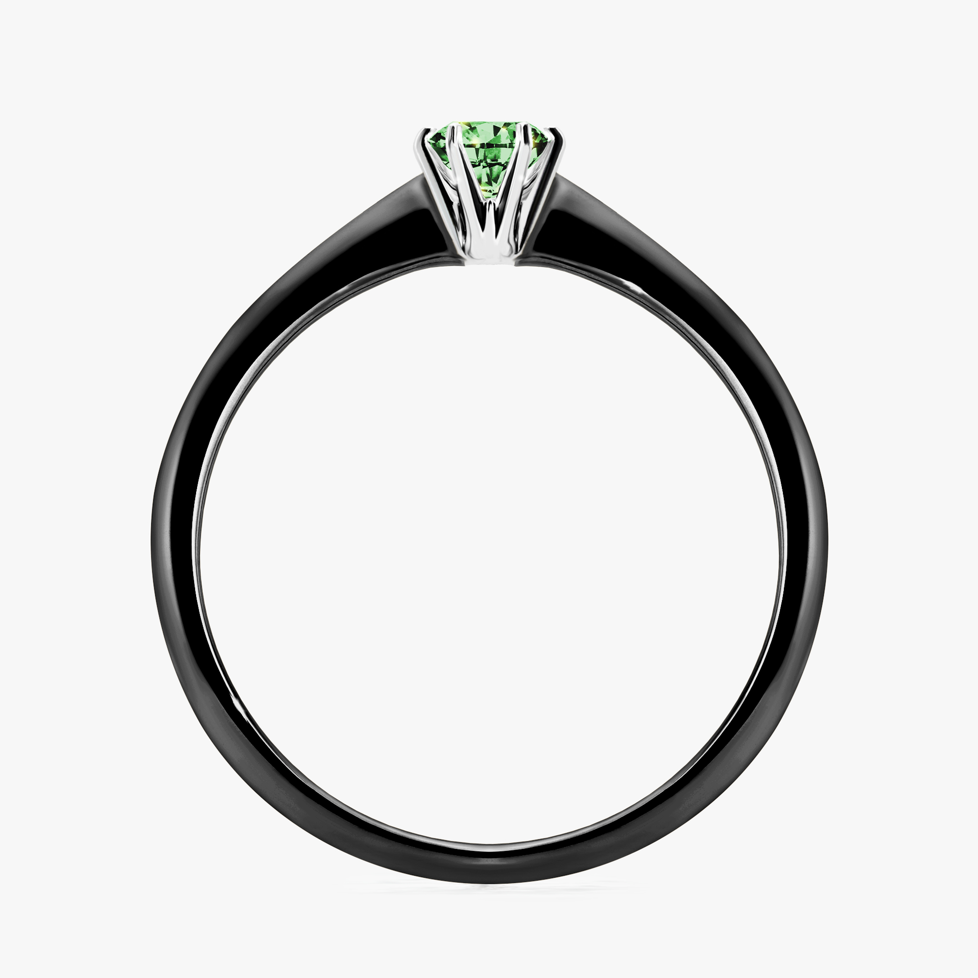 Pierścionek zaręczynowy My Love z czarnego złota z ciemnym zielonym diamentem 0,17ct