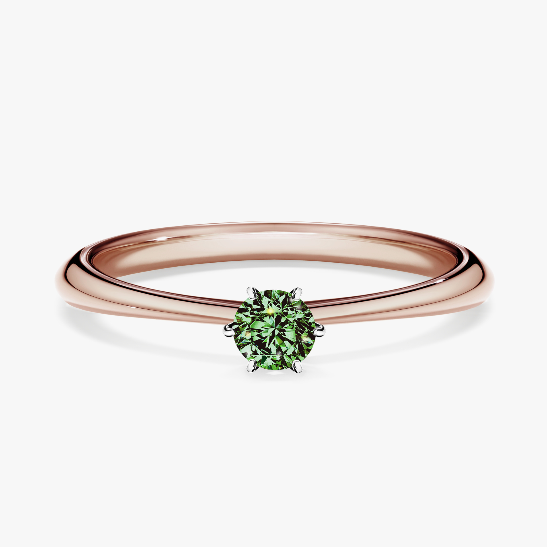 Pierścionek zaręczynowy My Love z różowego złota z ciemnym zielonym diamentem 0,17ct