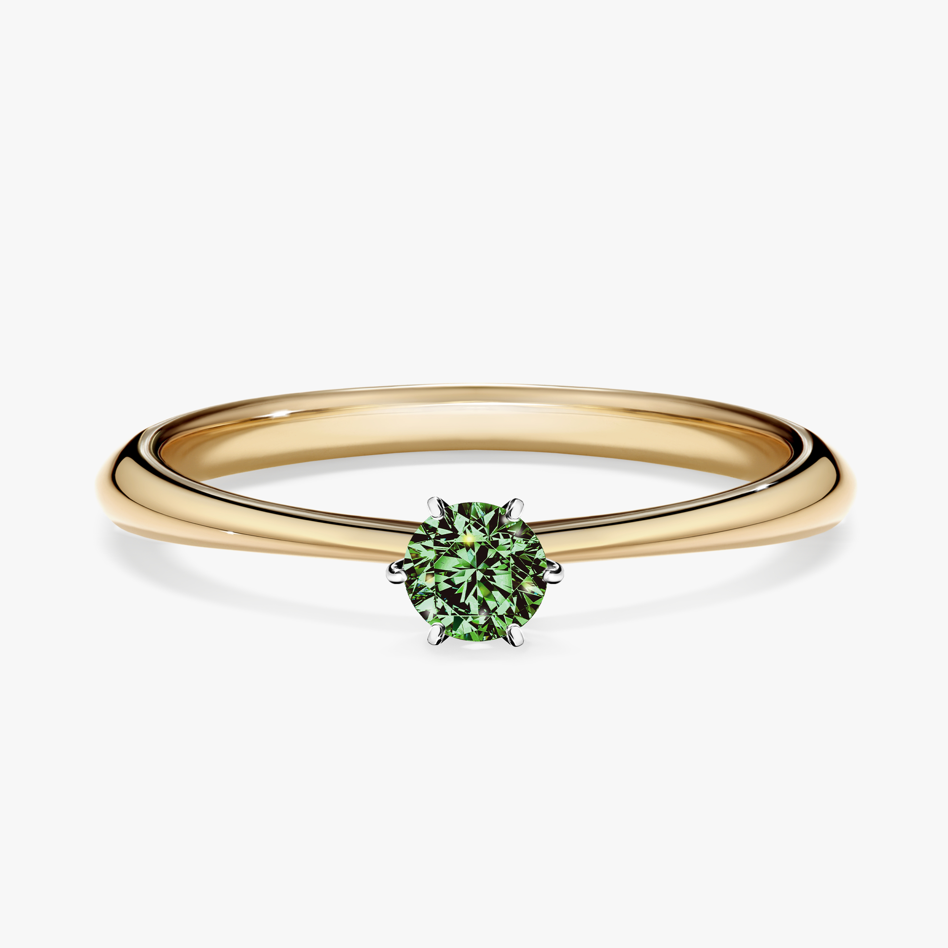 Pierścionek zaręczynowy My Love z żółtego złota z ciemnym zielonym diamentem 0,17ct