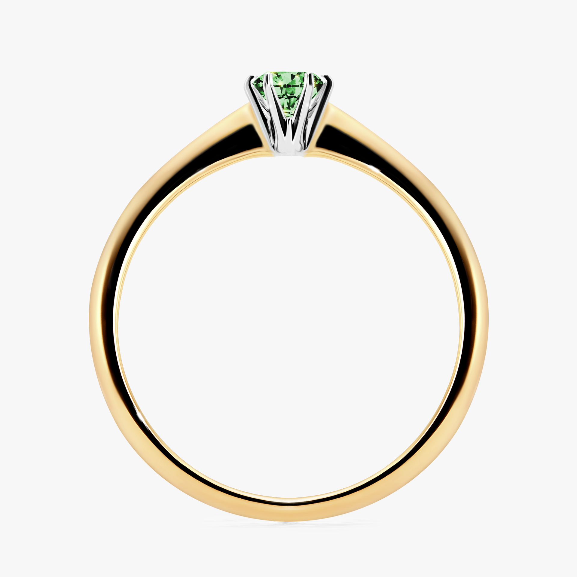 Pierścionek zaręczynowy My Love z żółtego złota z ciemnym zielonym diamentem 0,17ct