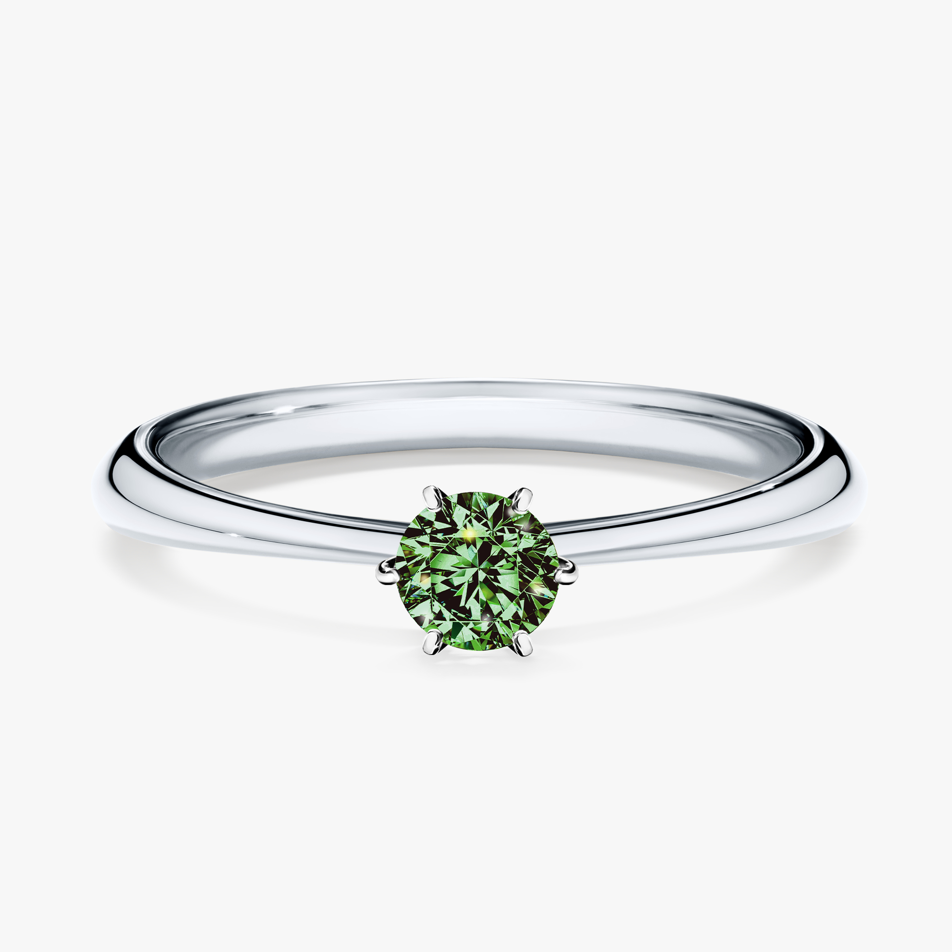 Pierścionek zaręczynowy My Love z białego złota z ciemnym zielonym diamentem 0,25ct